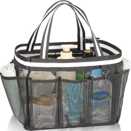 XL Mesh Shower Caddy Portable Shower Bag for College Dorm Camping Travel Gym(Black)