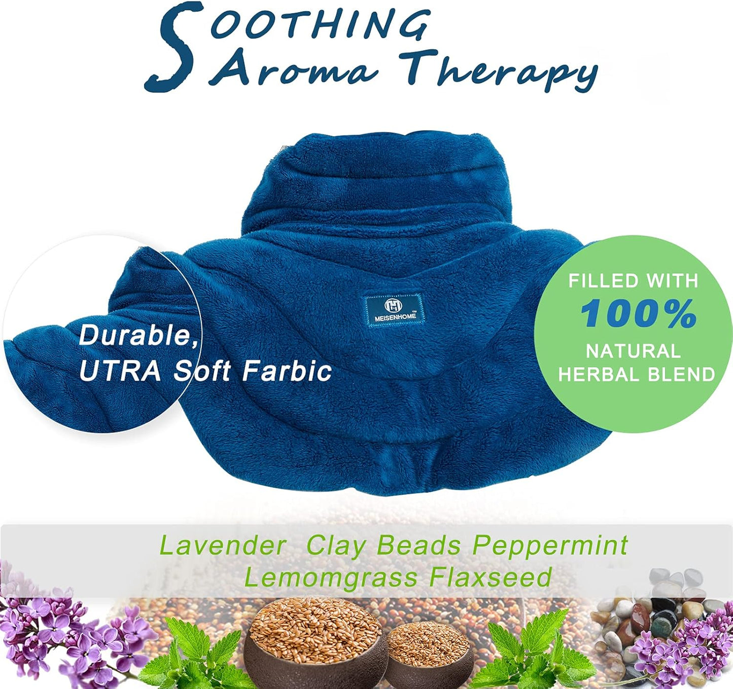 Microwavable Heat Pad for Neck and Shoulders, Weighted Microwave Moist Heating Wrap for Pain Relief Sore Muscle Stress Tension, Heated Wrap with Aromatherapy, Hot & Cold Compress, Grey