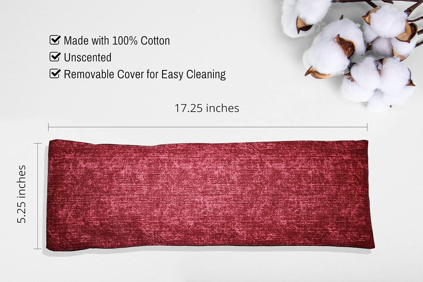 Microwavable Corn Filled Heating Pad and Cold Pack/Washable 100% Cotton Cover (Cross Hatch - Wine, 5.25in W x 17.25in L)