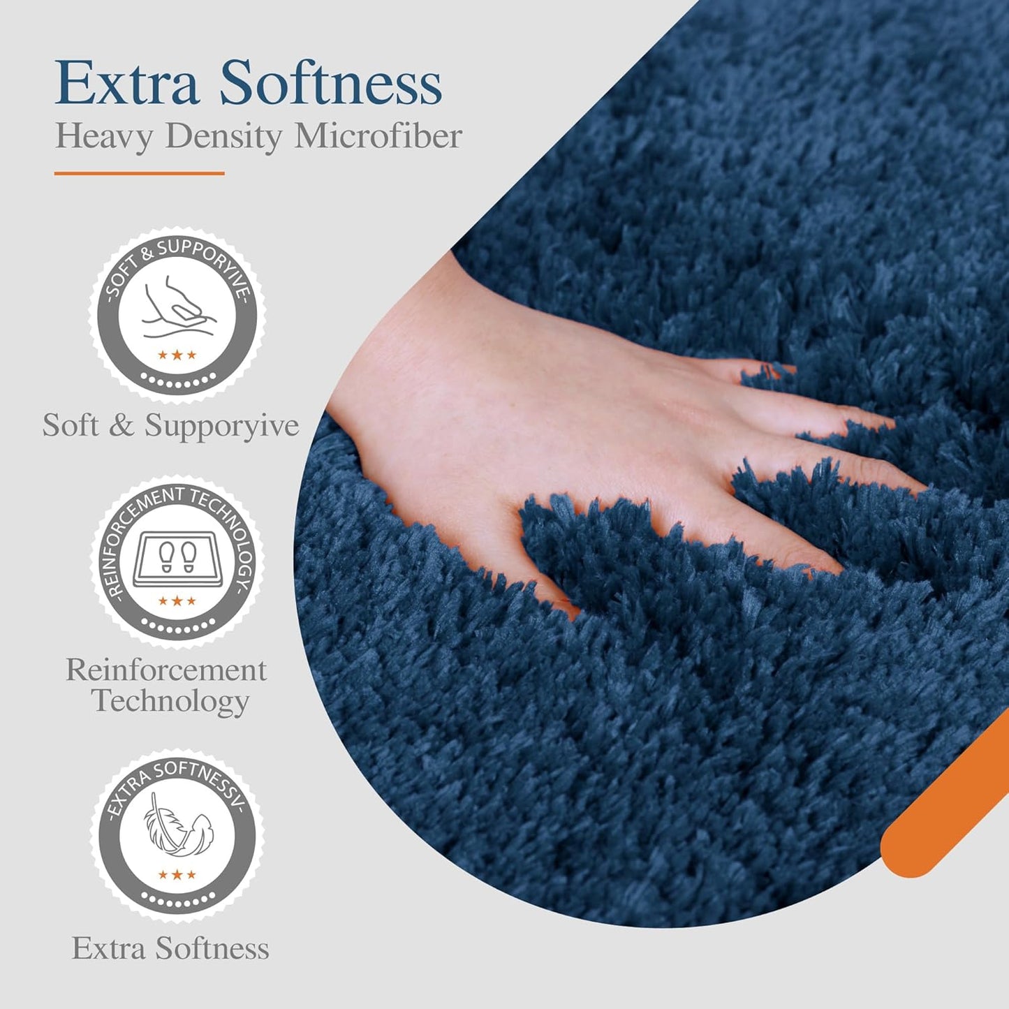 Walensee Large Bathroom Rug (24 x 40, Navy) Extra Soft and Absorbent Shaggy Bathroom Mat Machine Washable Microfiber Bath Mat for Bathroom, Non Slip Bath Mat, Luxury Floor Mats Rubber Back