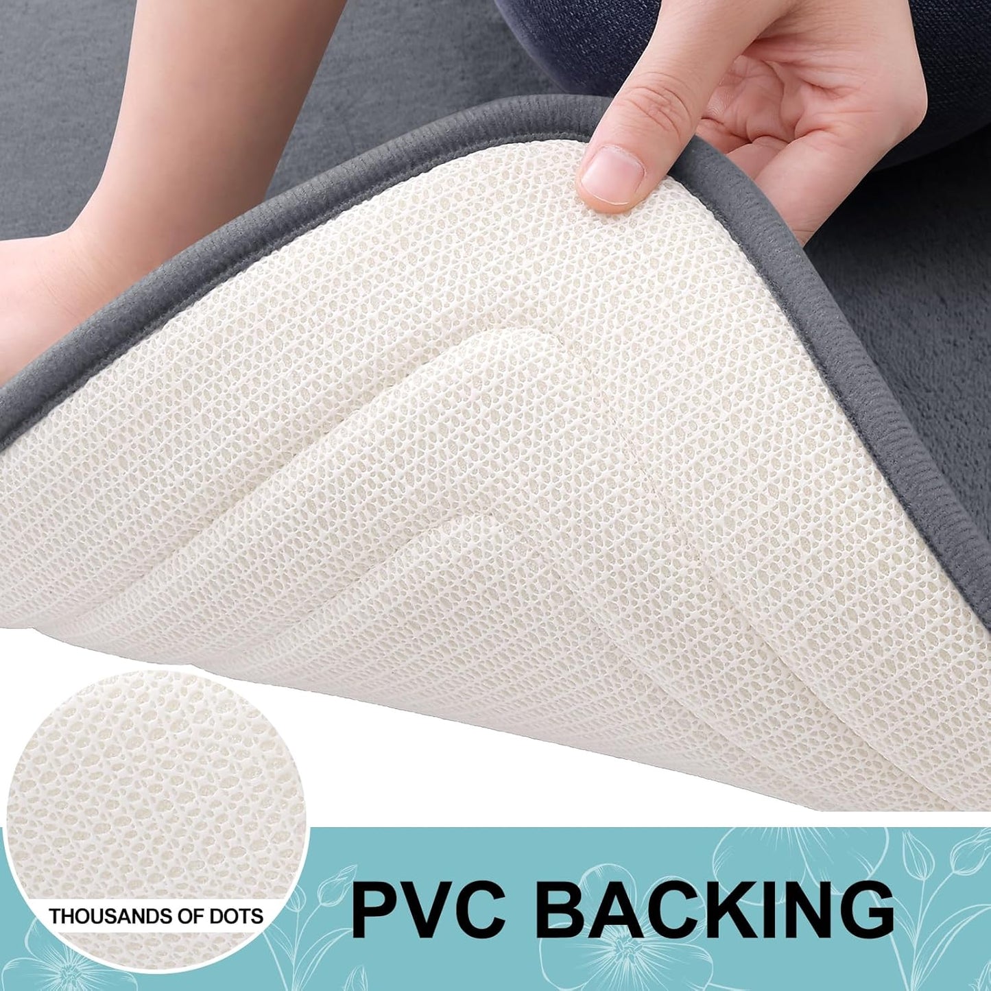 Grandaily Memory Foam Bath Mat Rug 44x24, Ultra Soft, Non-Slip and Absorbent Bathroom Rugs, Machine Wash Dry, Comfortable Bath Carpet for Bathroom Floor, Tub and Shower, Dark Grey