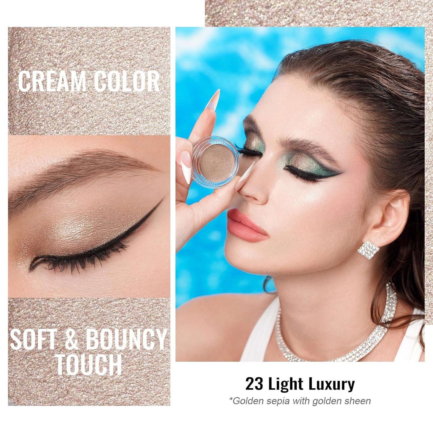 Oulac Shimmer Cream Eyeshadow also for Highlighter Blendable Eye Shadow Waterproof&Long Lasting with Moisturizing Formula Soft Shimmer Eye Make-up,Vegan & Cruelty-Free,6g 23