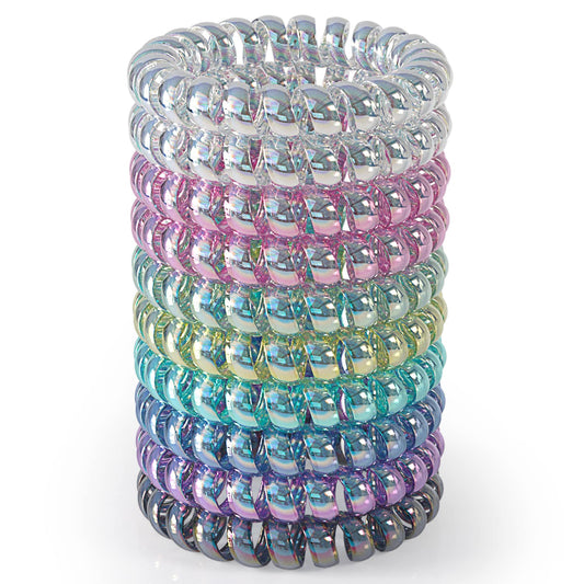 JessLab Spiral Hair Ties for Women, 10-Pack Traceless No-Damage Ponytail Holders, Coils Hair Bands for Girls, Assorted Colors