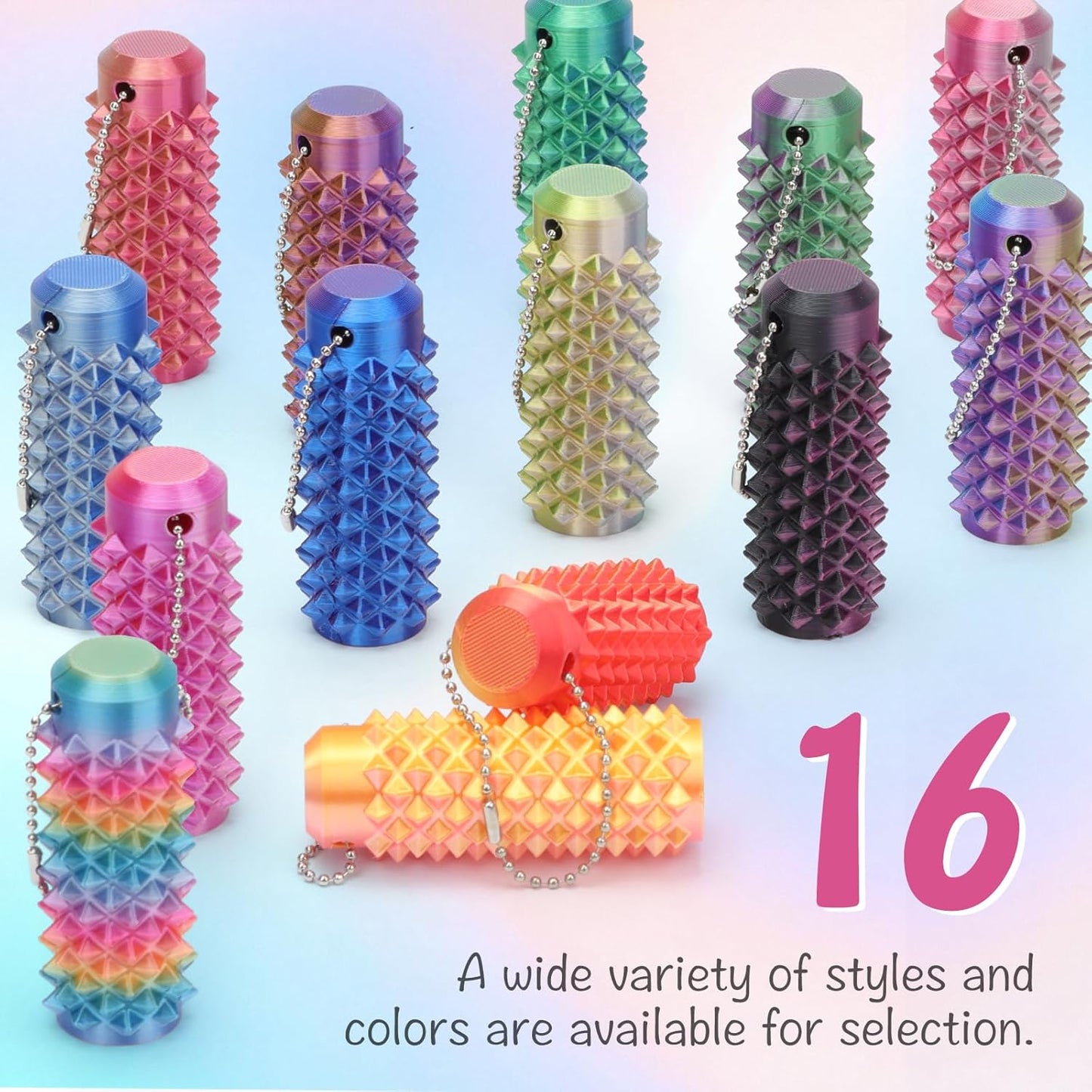 Spiky Fidget Roller Keychain, Anxiety Relief Handheld Sensory Toy, Stress Click Stick with Key Clip (set2, Normal)