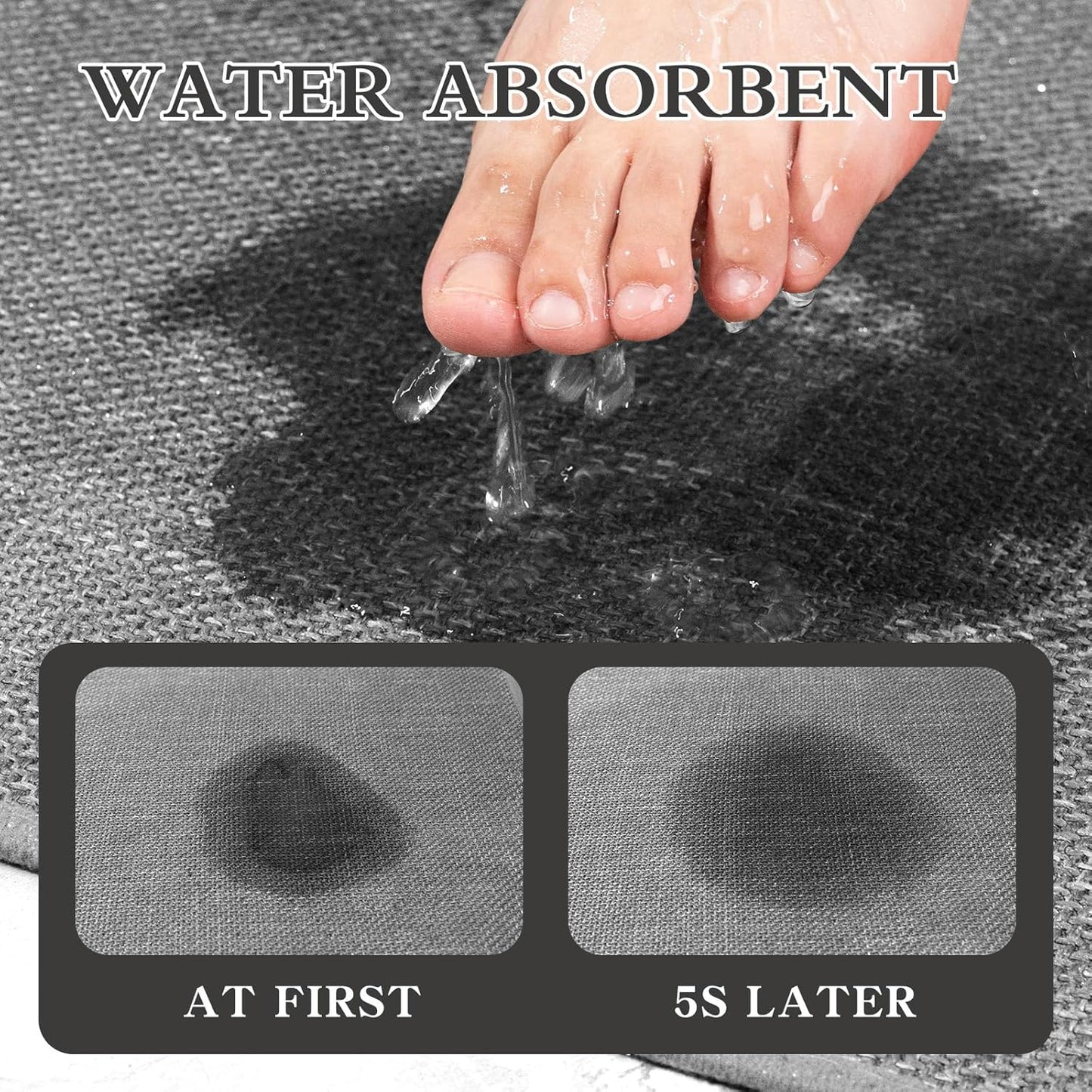 chakme Bathroom Rugs Mat 47x17, Ultra Thin Non Slip Bath Mat Runner Quick Dry Absorbent Bath Mat for Bathroom Floor, (Dark Grey, 47"x17")