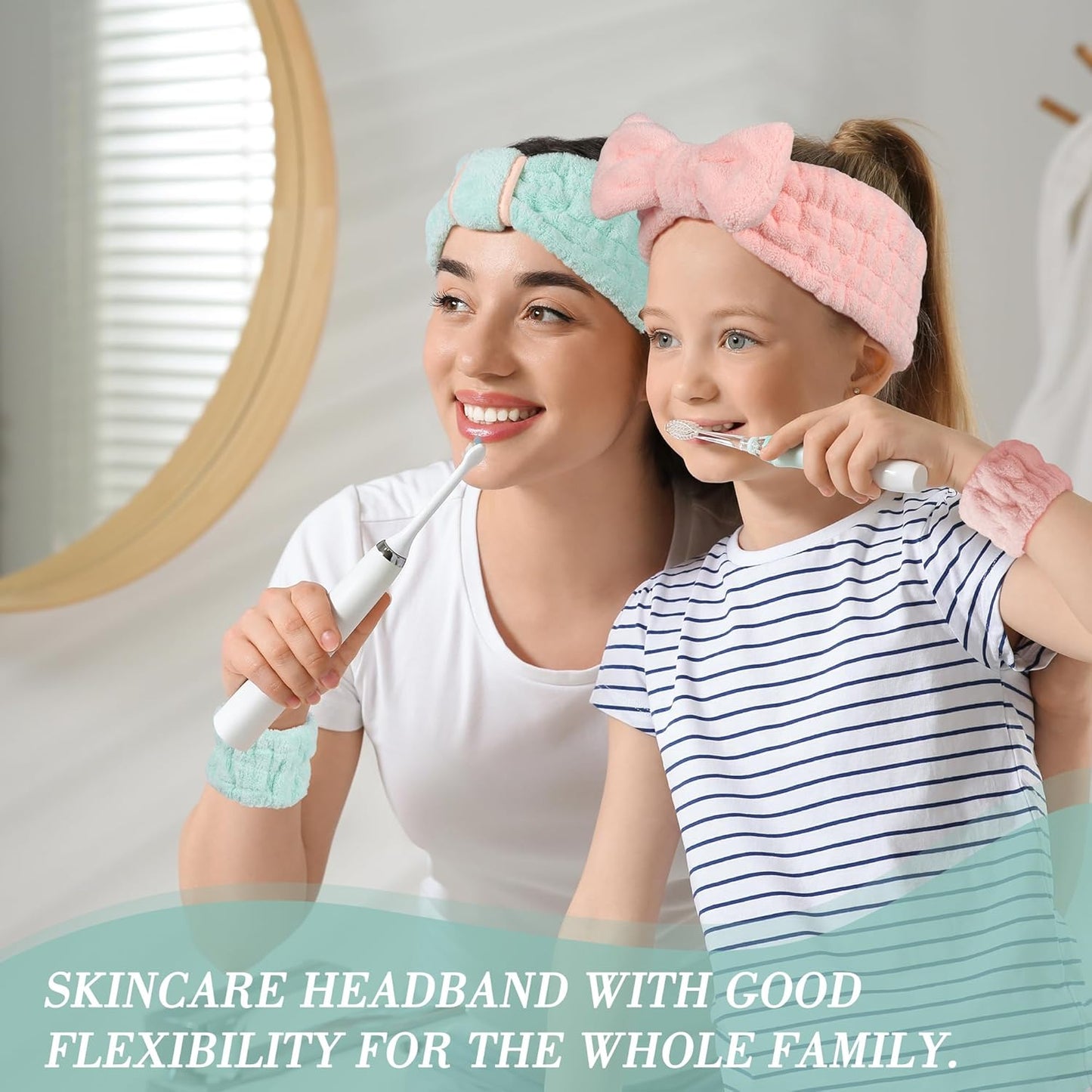 Spa Headband and Wristband Set - 3-Piece Skincare Headbands & 6-Piece Wrist Spa Wristbands for Women,Facial Hairbands for Washing Face, Makeup, Sports, Yoga, Headband for Washing Face