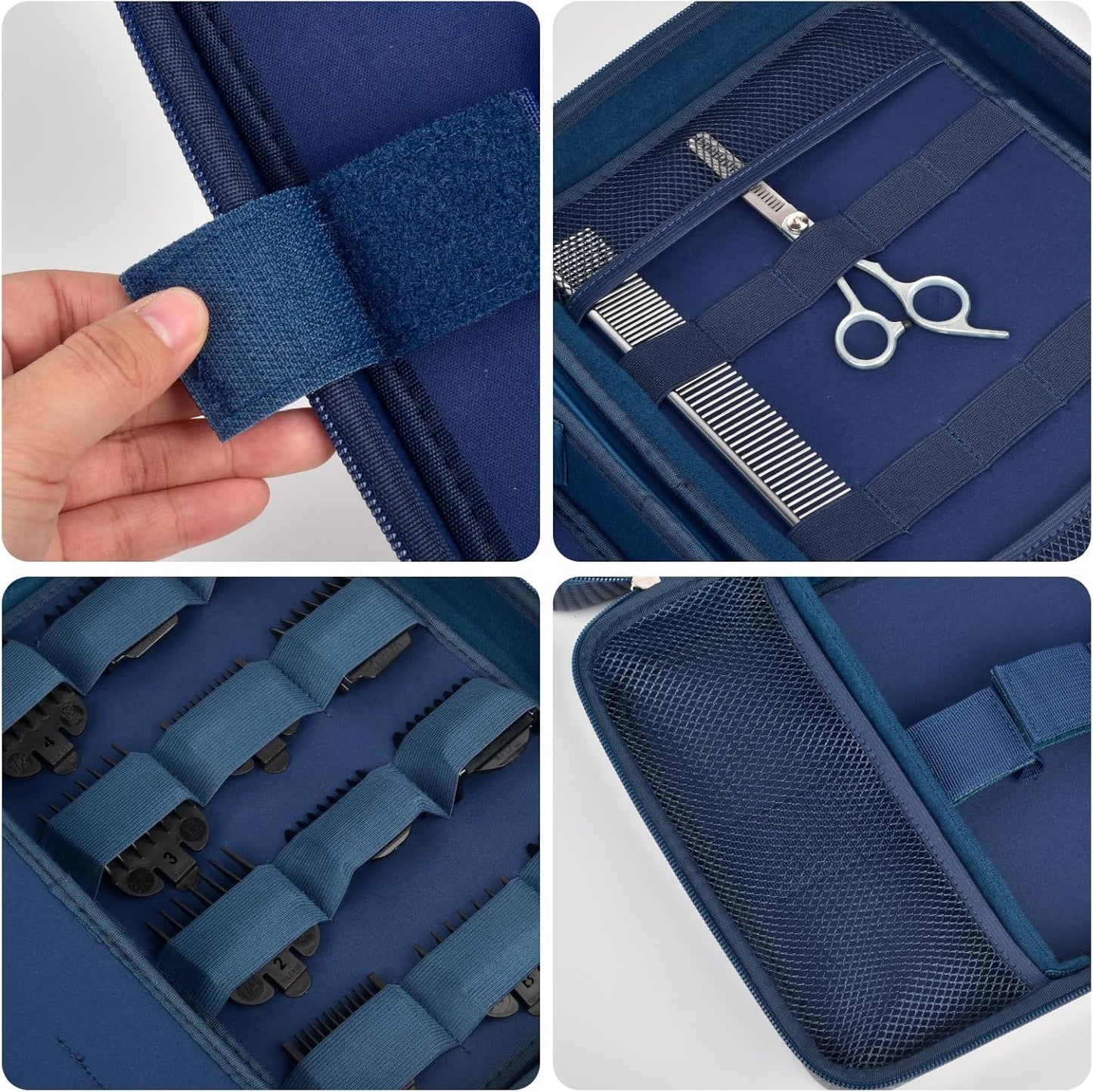 Boobowl Hard Travel Case for Hair Clippers, Hair Cutting Barber Supplies Organizer Bag, Trimmer Storage Holder for Ufree/for Wahl/for Andis Men Razor Guard Grooming Kits -Blue