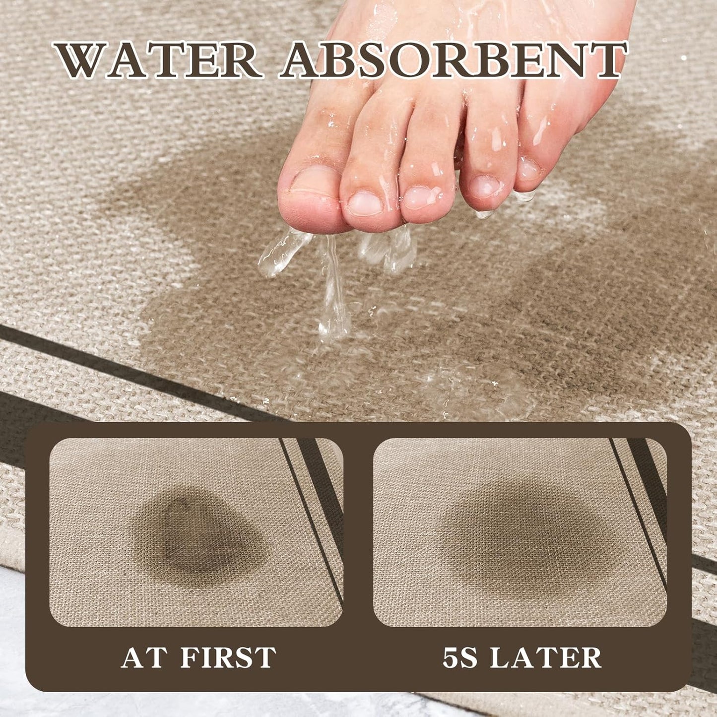 chakme Bathroom Rugs Mat 32x17, Ultra Thin Non Slip Bath Mat Quick Dry Absorbent Bath Mat for Bathroom Floor, (Light Beige, 32"x17")