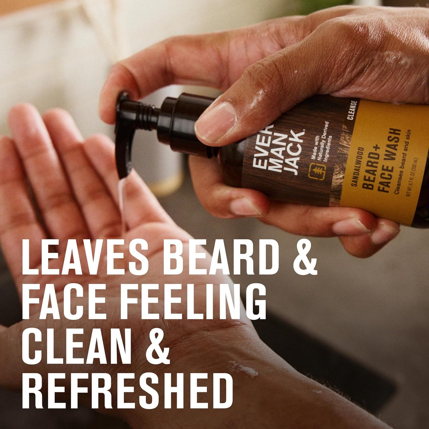 Every Man Jack Beard + Face Wash - Sandalwood & Aged Bourbon Bundle - Cleans & Softens Your Beard and Skin - Naturally Derived w/Aloe and Glycerin- 6.7 fl oz - 2 Pack