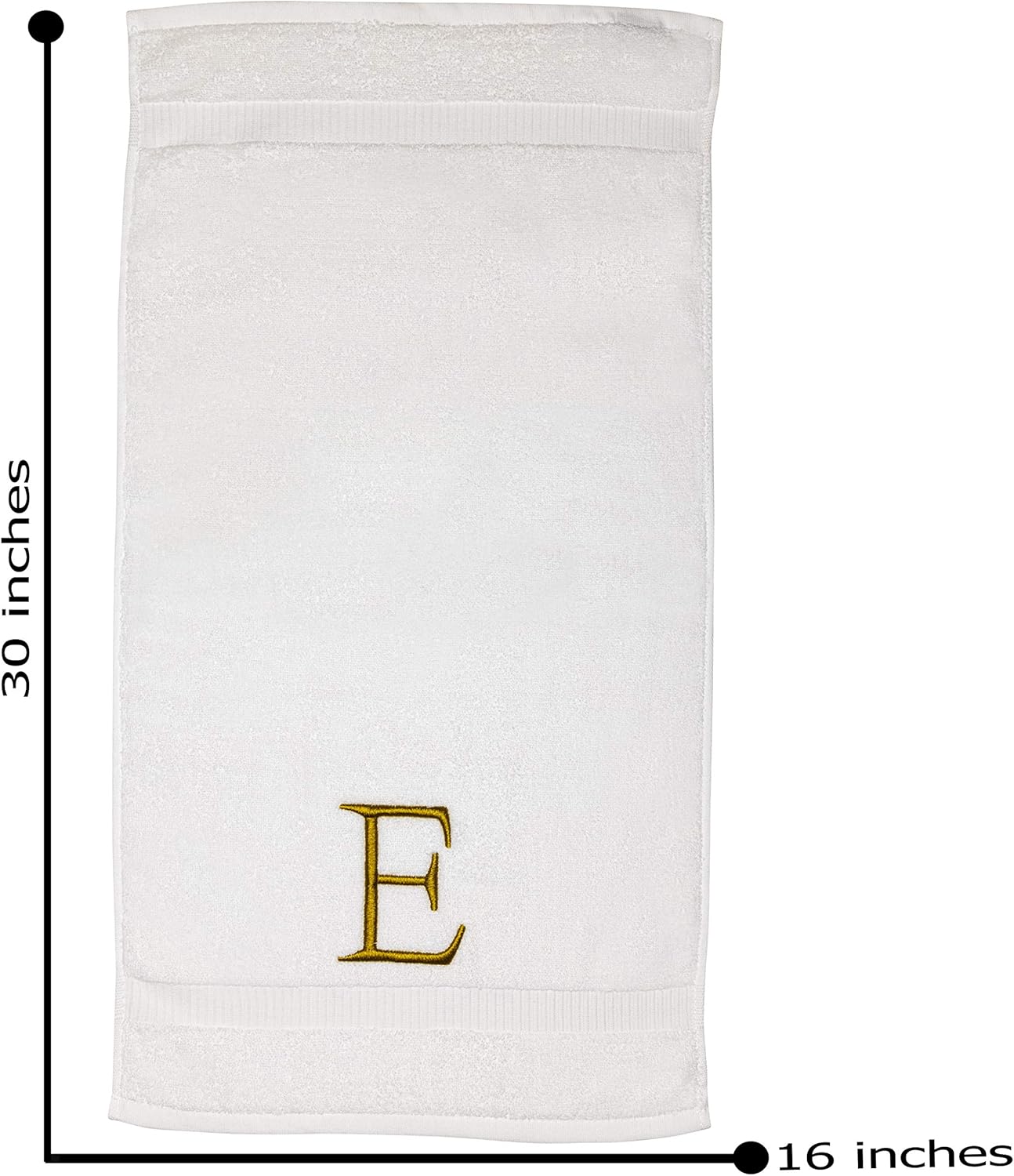 Monogrammed Hand Towels for Bathroom - Luxury Hotel Quality Personalized Initial Decorative Embroidered Bath Towel for Powder Room, Spa - GOTS Organic Certified - Set of 2 Gold Letter E