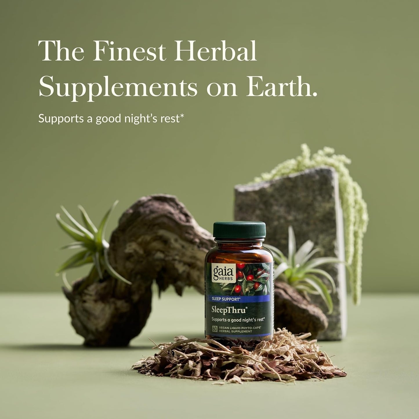 Gaia Herbs SleepThru - Natural Sleep Support Supplement with Organic Ashwagandha Root, Organic Magnolia Bark, Passionflower, and Jujube Date - 60 Vegan Liquid Phyto-Capsules (30-Day Supply)