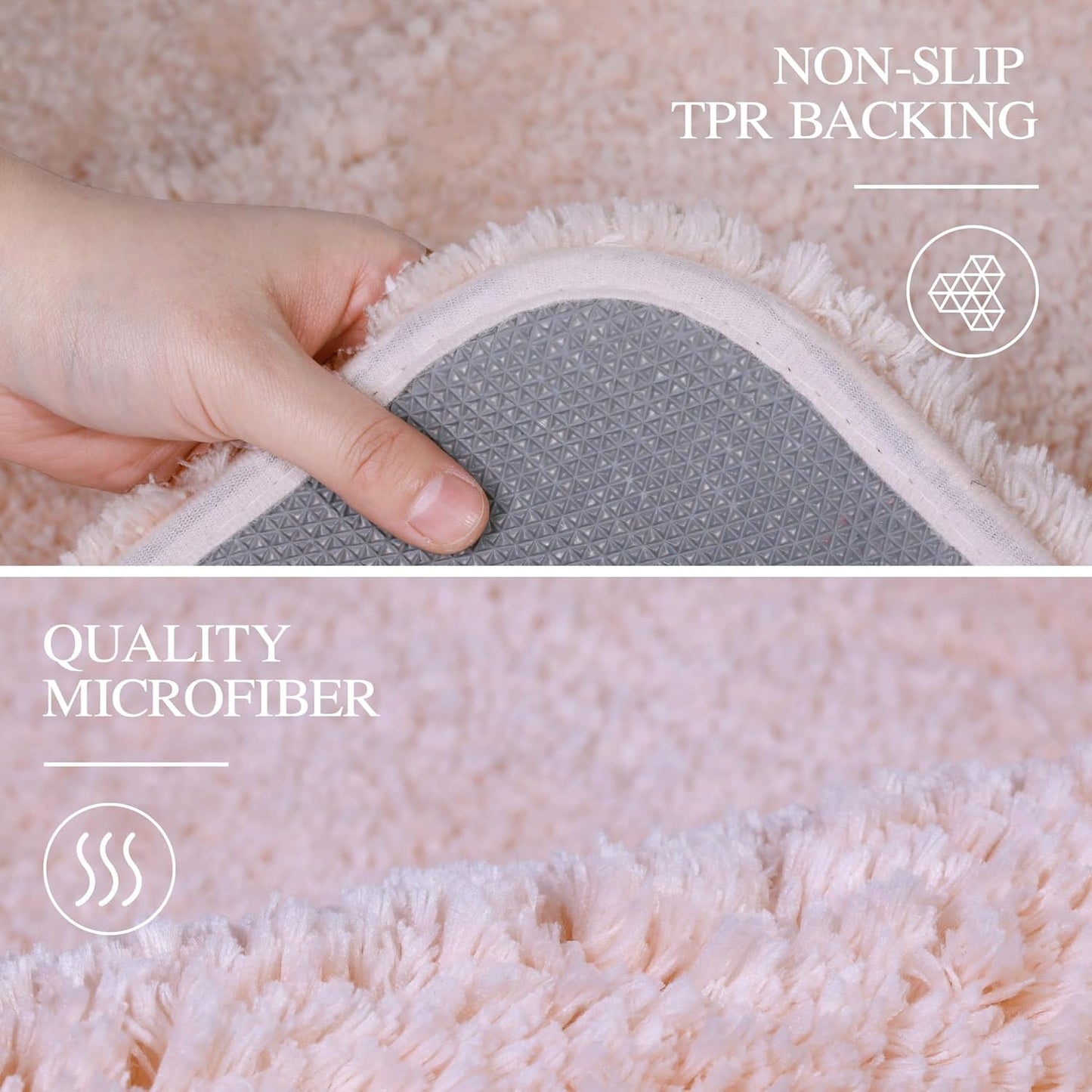 Walensee Bathroom Rug Non Slip Bath Mat (16 x 24, Dusty Pink) Water Absorbent Soft Microfiber Shaggy Mat Machine Washable Thick Plush Rug for Shower