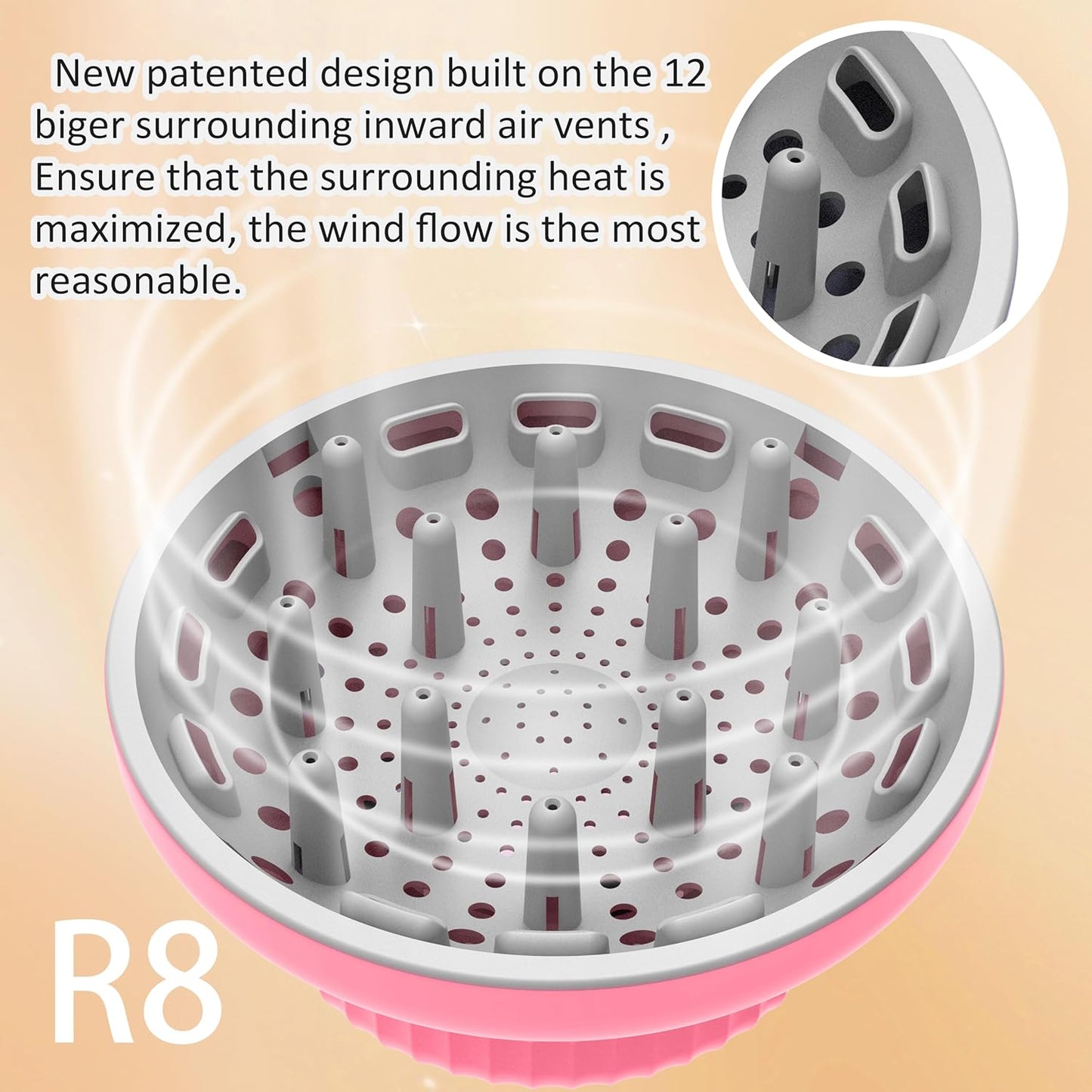 Hair Dryer Diffuser for Curly and Natural Wavy Hair,Universal Hair Diffuser,Hair Dryer Diffuser Attachment (Pink)