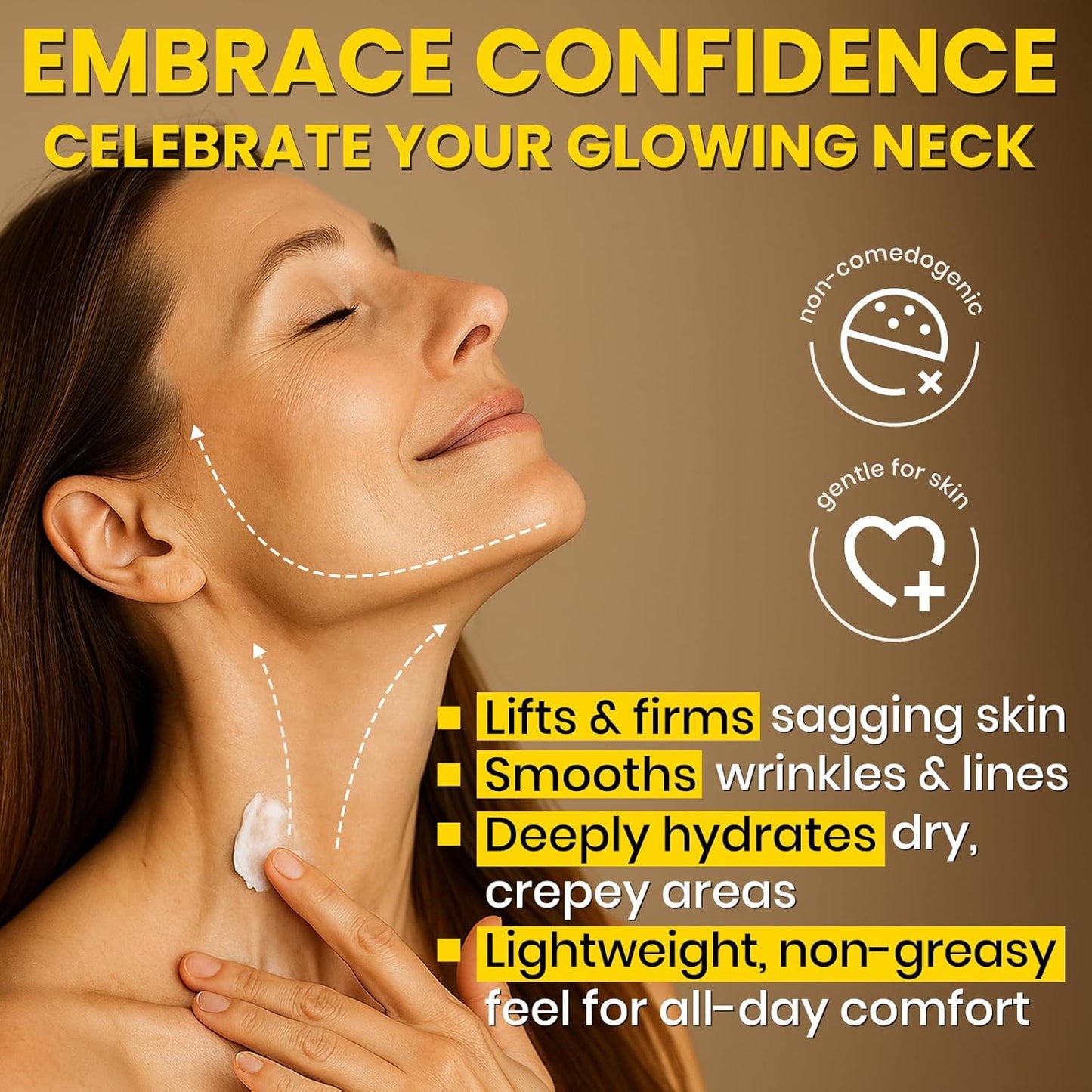 8-in-1 Radiant Neck Firming Cream, Tighten and Lift Neck Wrinkle Cream, Collagen Retinol Face and Chest Firming Tightening for Women and Men with Sagging Crepey Skin Over 50 & 60