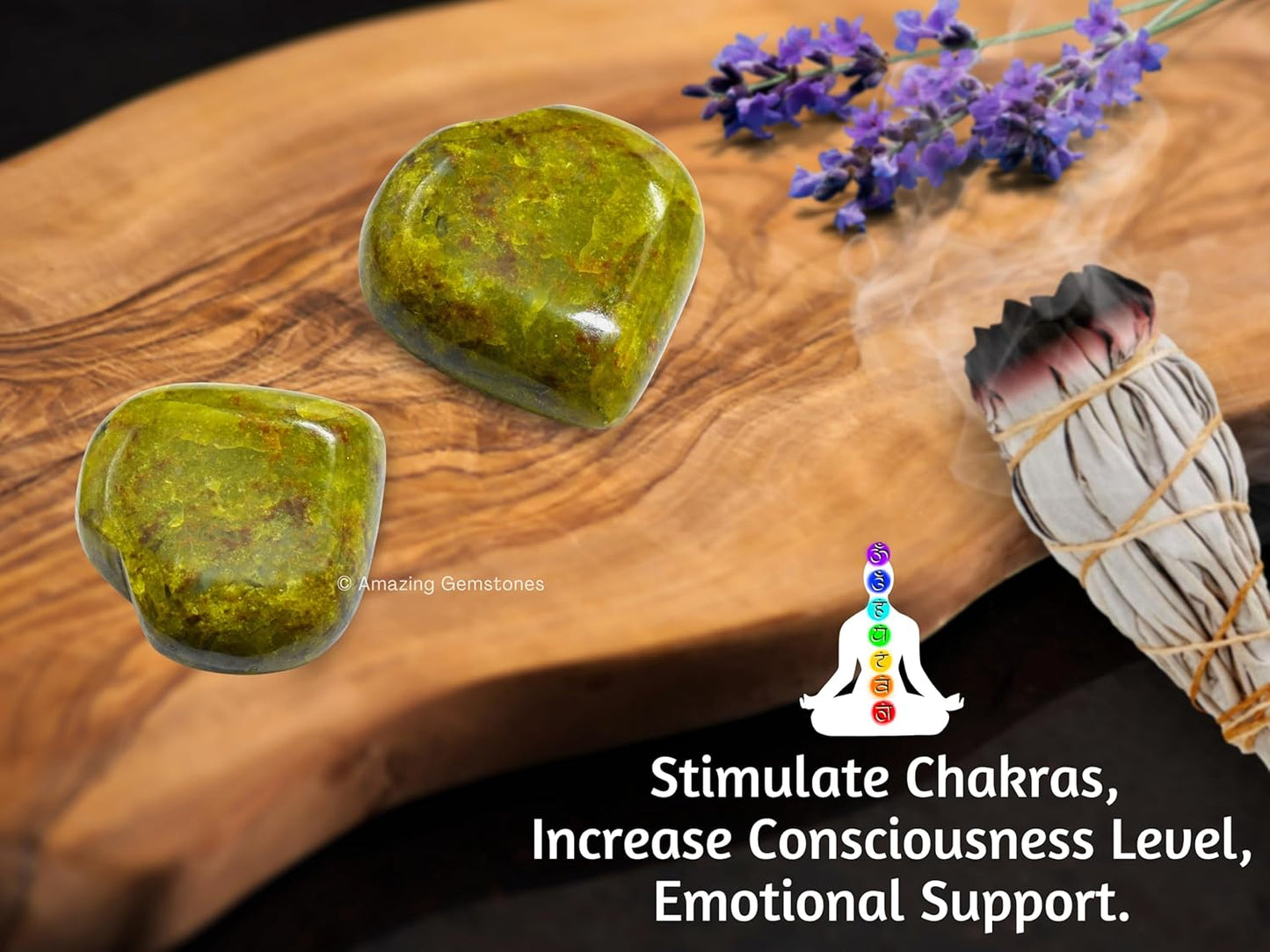 Amazing Gemstone Green Opal Crystal Heart Palm Stone - Pocket Massage Worry Stone for Natural Body Chakra Balancing, Reiki Healing and Crystal Grid