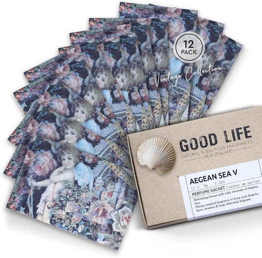 Good Life Aegean Sea Scented Sachets | Designed in New Zealand | 12 Sachets - Vintage