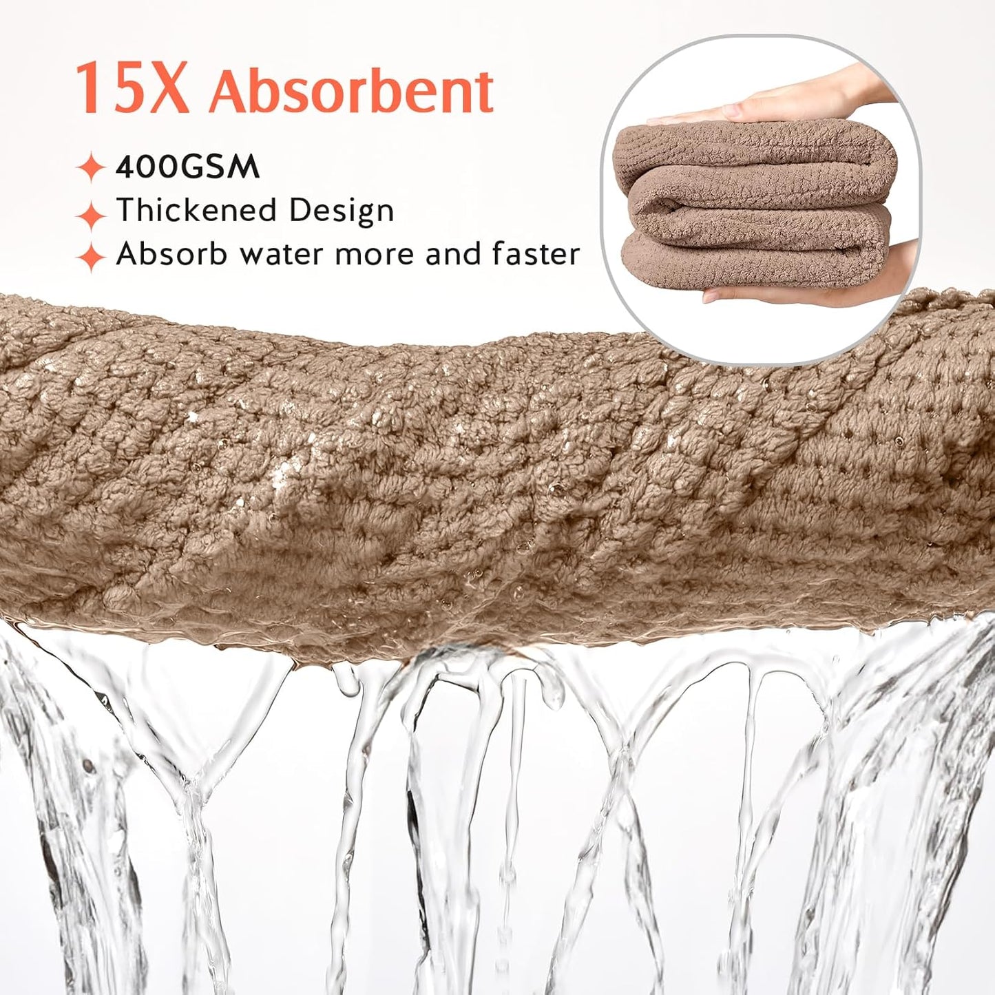 YFONG 2 Pack Microfiber Hair Towel Wrap for Women, Super Absorbent Quick Dry Hair Turban for All Hair Style Anti Frizz, Large Hair Drying Towel with Button