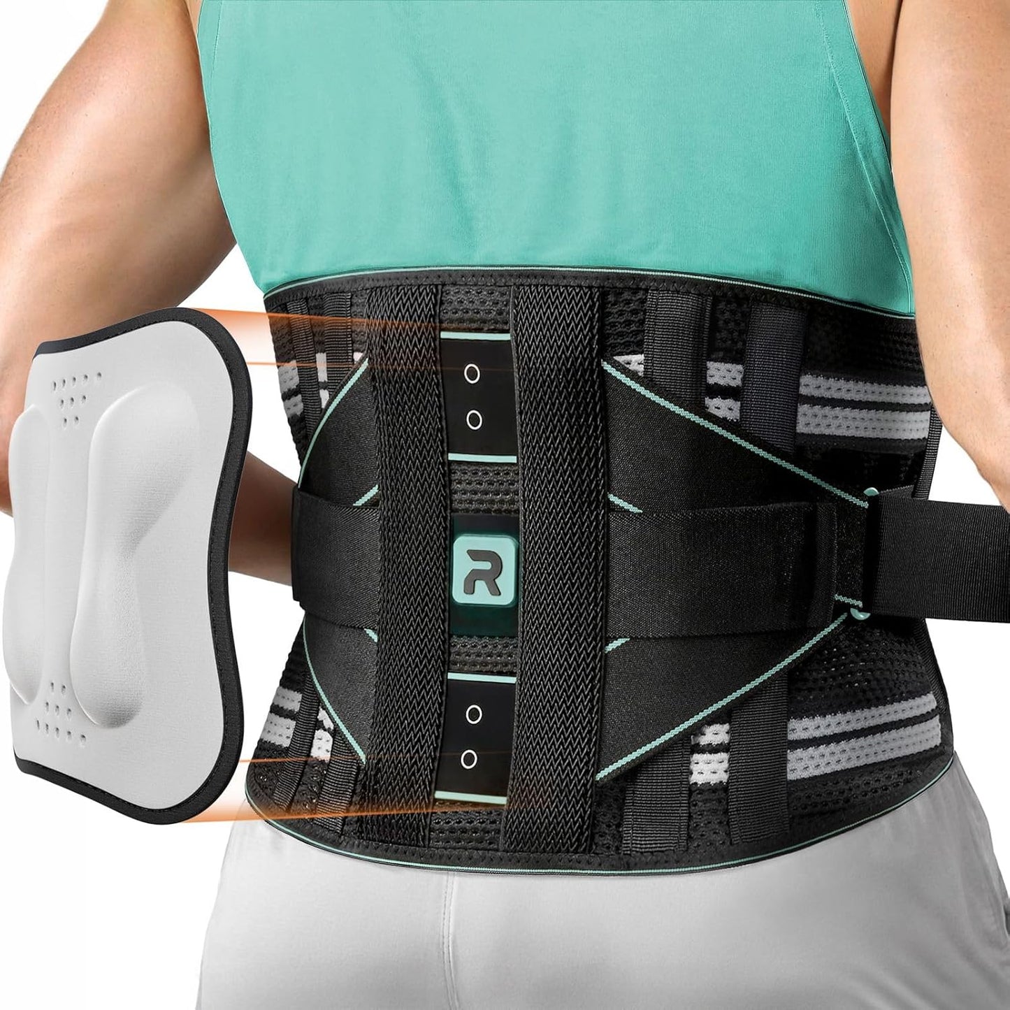 Back Brace for Lower Back Pain Relief for Women Men, Elastic Back Support Belt with 8 Stays for Lifting at Work, Breathable Soft Lumbar Support, Blue, Medium