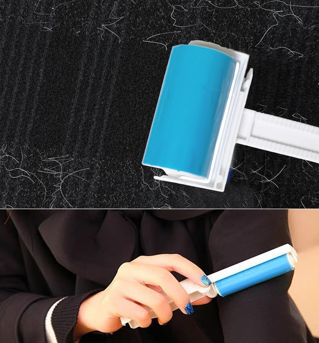 Reusable Portable Lint Roller 2 Pack, Washable Sticky Lint Roller Travel Pet Hair Remover Brush Include Medium/Mini Size Cleaner for Clothes, Cat Dog Hair, Travel