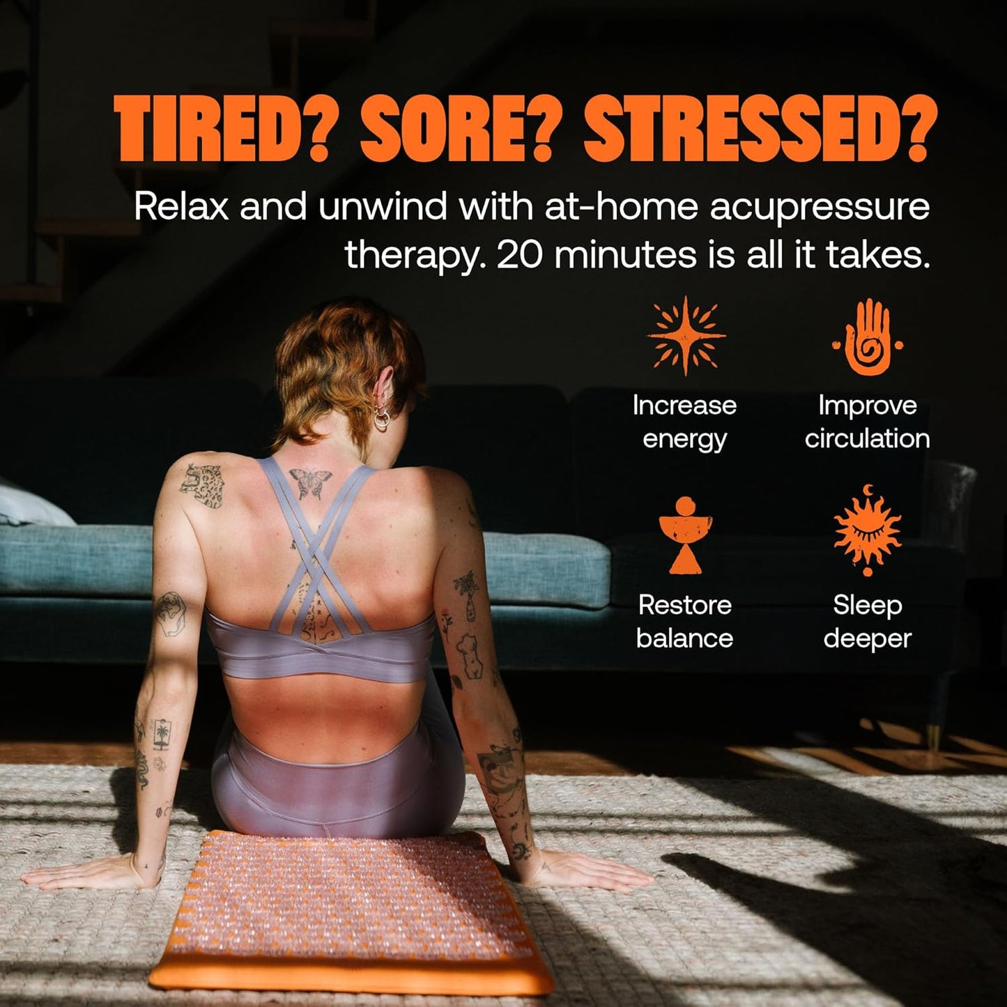 ShaktiMat Premium Acupressure Mat, Level 1 in Amber, Massage Muscles, Aid Sleep & Unlock Inner Tension | Similar to Acupuncture, No Needles Required | FSA/HSA Eligible