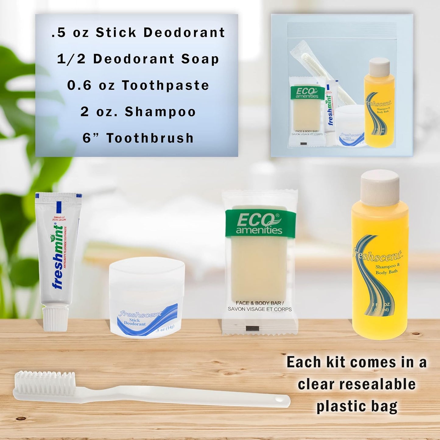 Moda West 96 Kits - Bulk Case of Wholesale Teen Basic Toiletries for Men, Women, Travel, Charity