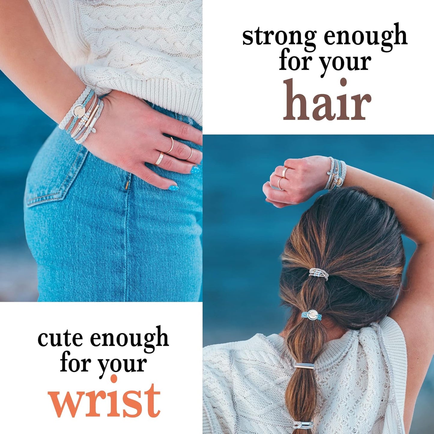 K'lani Hair Tie Bracelets for Women - Elastic Hair Bands That Double as Stylish Jewelry - Wonder - Medium