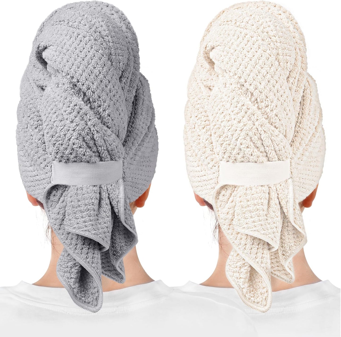 2-Pack Large Microfiber Hair Towel Wraps, Super Absorbent & Quick Dry - Anti-Frizz for Wet Curl & Straight Hair - 27.5''*39.4''