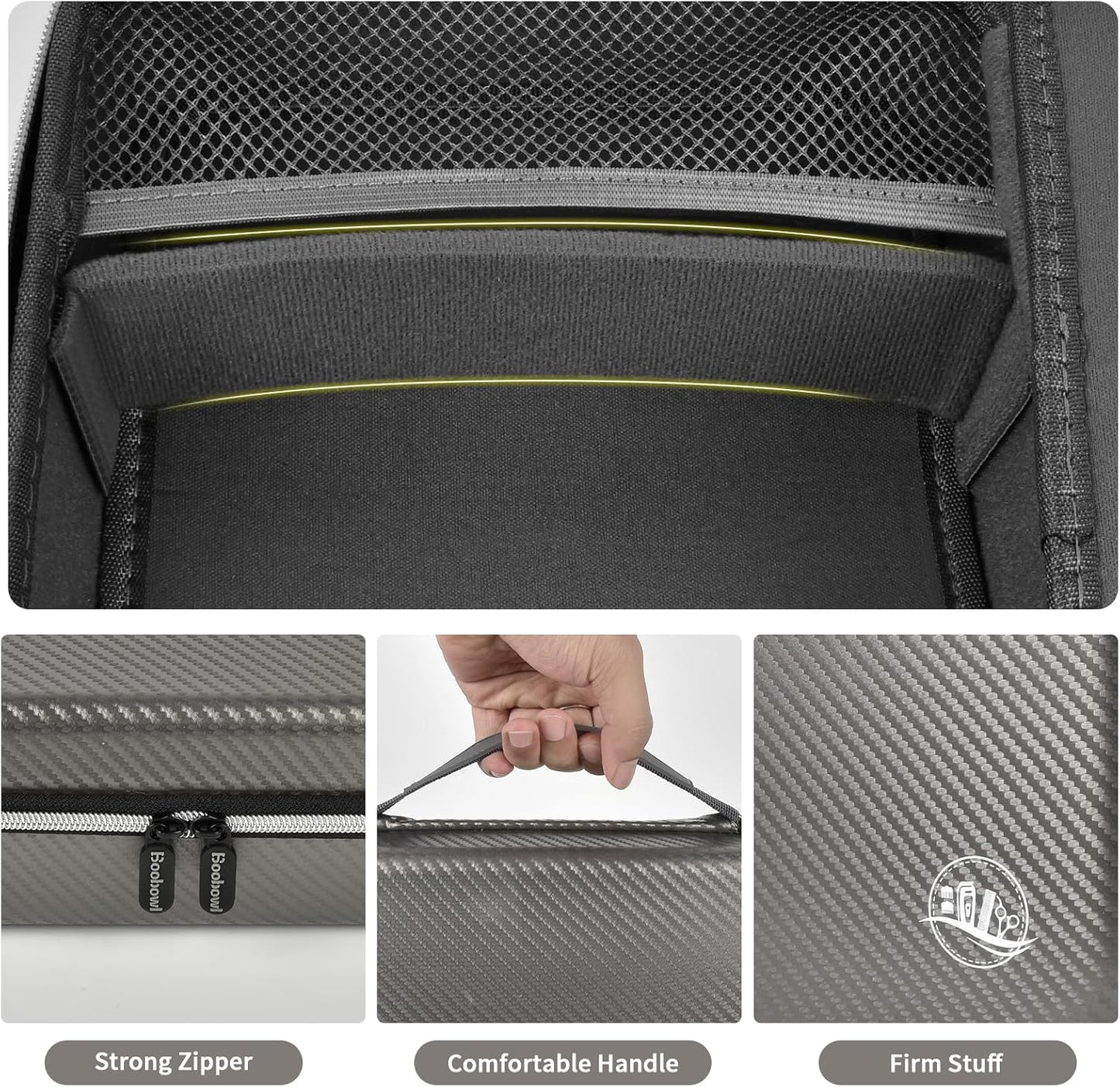 Boobowl Barber Accessories Bag for Clippers and Supplies, Mens Hair Trimmers Box, Portable Storage Organizer for Hair Cutting, Guard Grooming Kit and Barbers Supplies (Bag Only) (Dark Grey)
