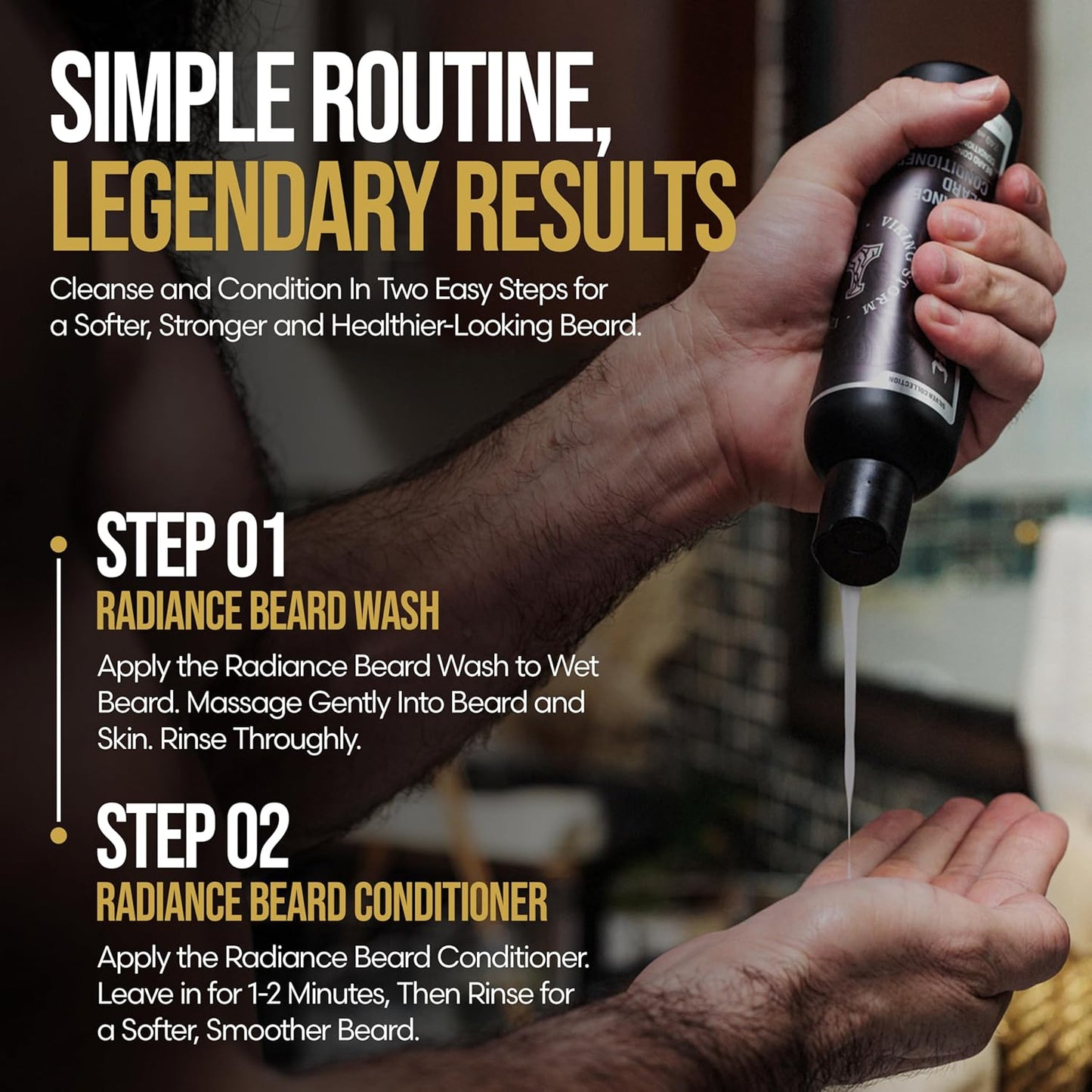 The Beard Struggle - Radiance Beard Wash & Conditioner Bundle - Gold Collection - Pack of 2, Asgardian Secret - Nourish, Cleanse, Softens, & Strengthens Beard - Beard Wash and Conditioner for Men