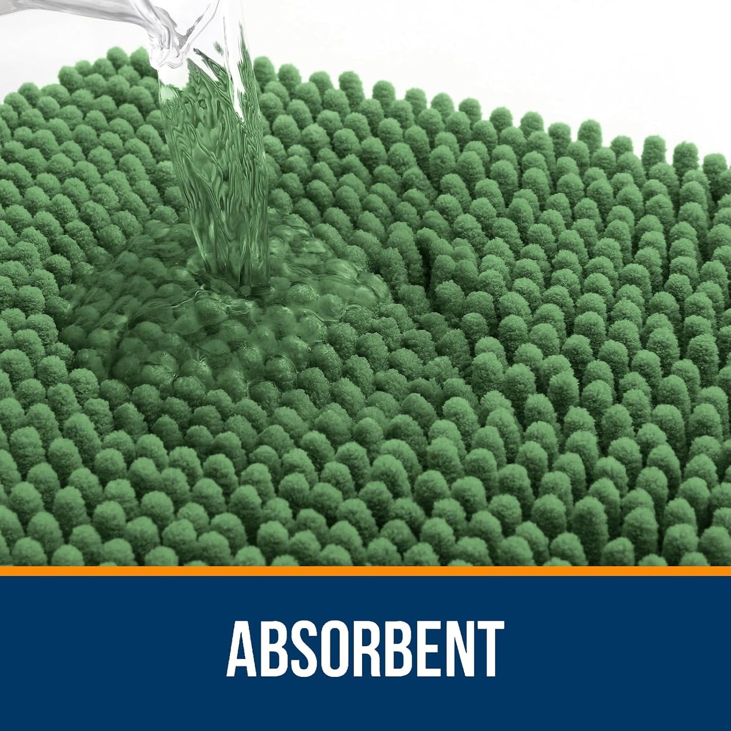 OLANLY Bathroom Rugs 47x24, Extra Soft Absorbent Chenille Bath Rugs, Rubber Backing Quick Dry, Machine Washable Bath Mats for Bathroom Floor, Tub and Shower, Home Decor Accessories, Olive Green