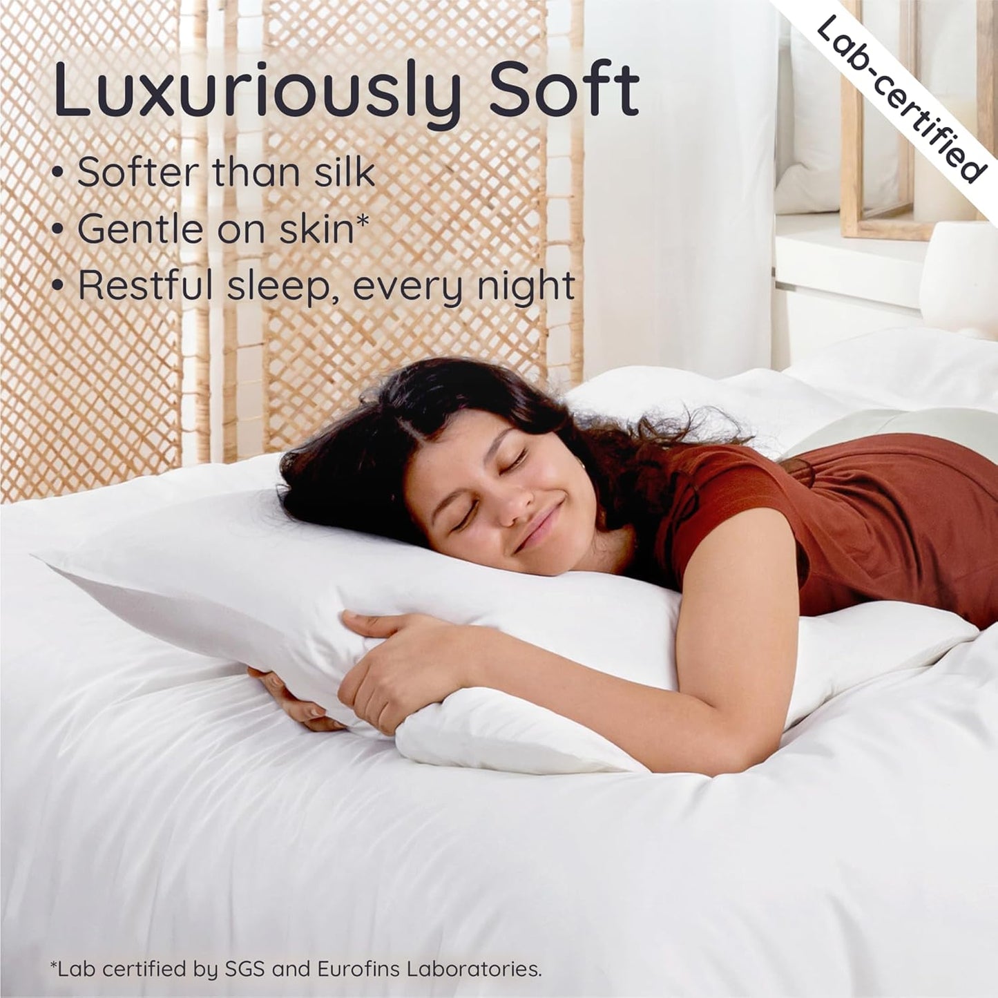 Bambaw 100% Viscose Derived from Bamboo Pillowcase Standard Size – Set of 2 Cooling Pillow Cases Standard Size, Breathable & Anti Acne Pillow Case, Cooling Pillow Cover with Envelope Closure (White)