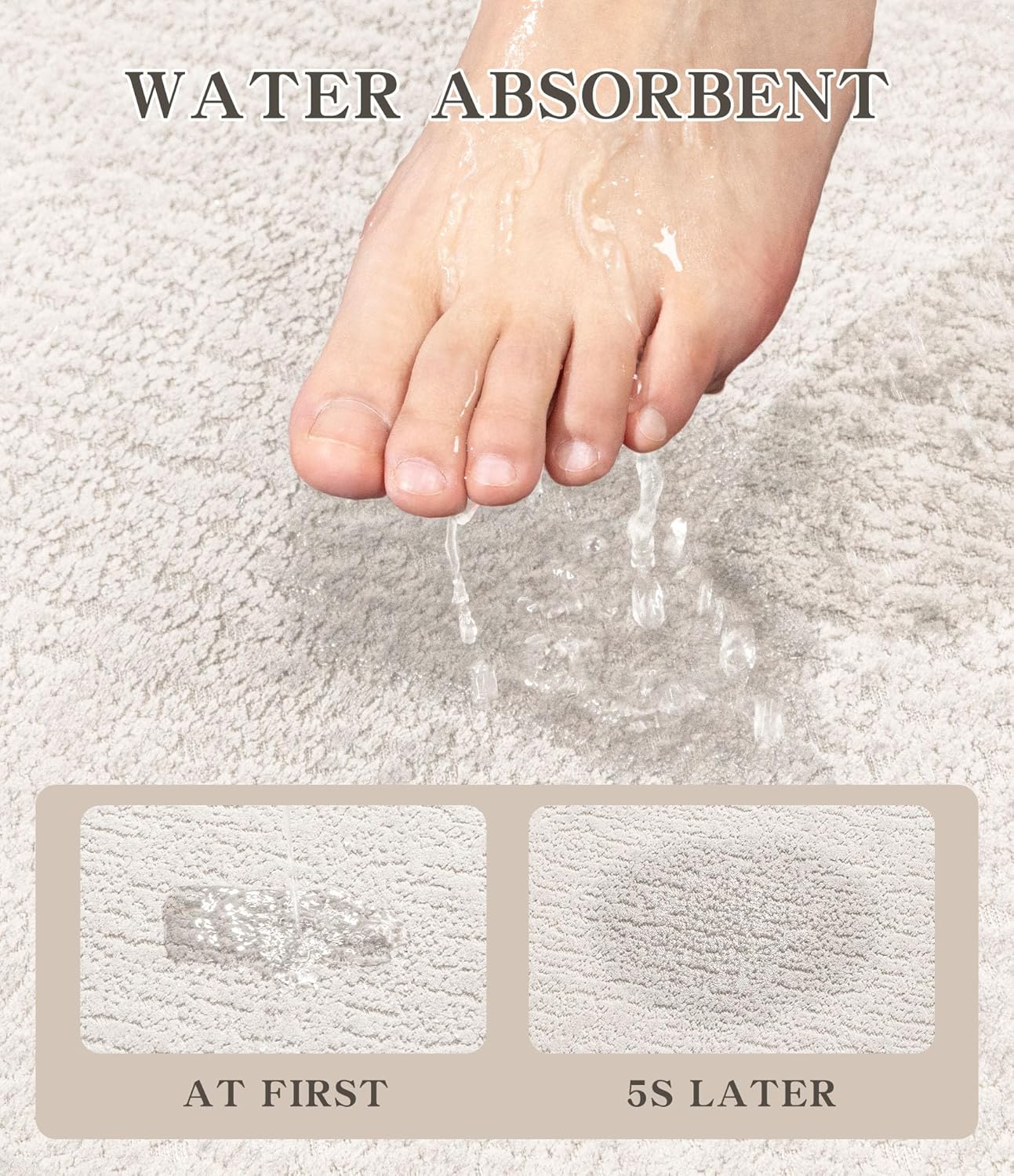 chakme Bathroom Rugs Mat 24x17, Ultra Thin Non Slip Bath Mat Small Quick Dry Absorbent Bath Mat for Bathroom Floor, (White, 24"x17")