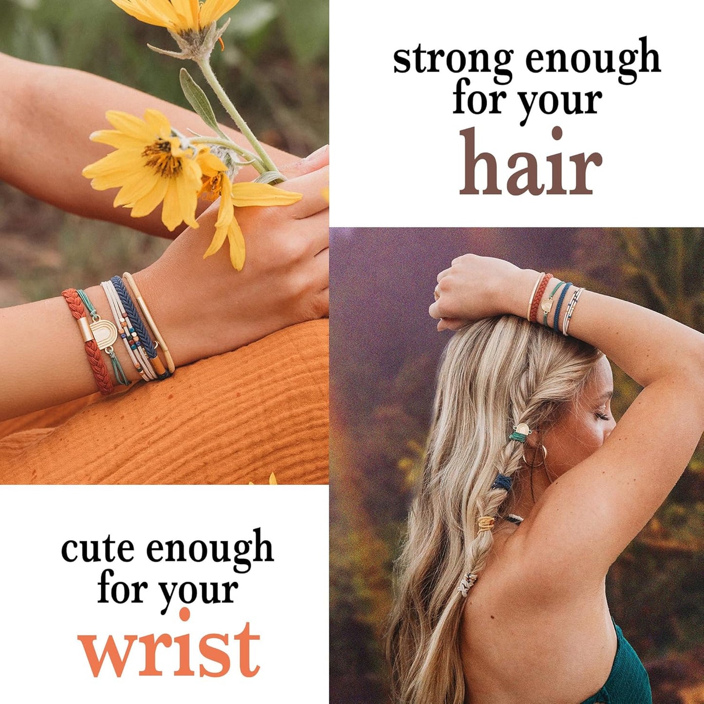 K'lani Hair Tie Bracelets for Women - Elastic Hair Bands That Double as Stylish Jewelry - Imagine - Large