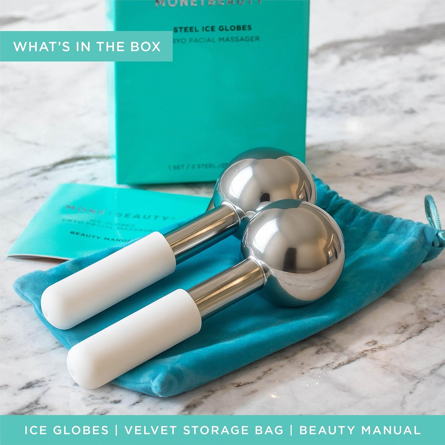 Stainless Steel Ice Globes for Facials (Silver), Durable Cryo Globes Instantly Reduce Puffiness, Tighten Pores and Sinus Relief, Face Globes for Facial Massages and Daily Beauty Routines