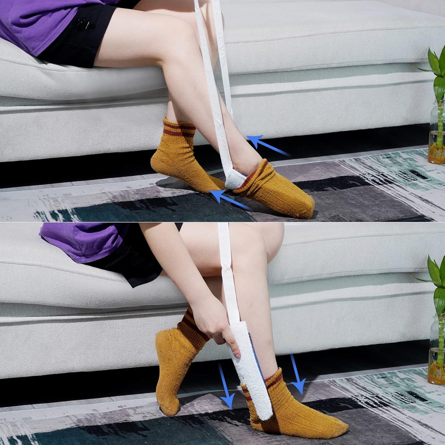 Sock Aid, Sock Helpers to Put on Your Socks for Seniors, Disabled, Pregnancy, Assist Device for Elderly, Tool Aide Puller Easy on and Off with No Bending(Dark Blue 2 Pack)