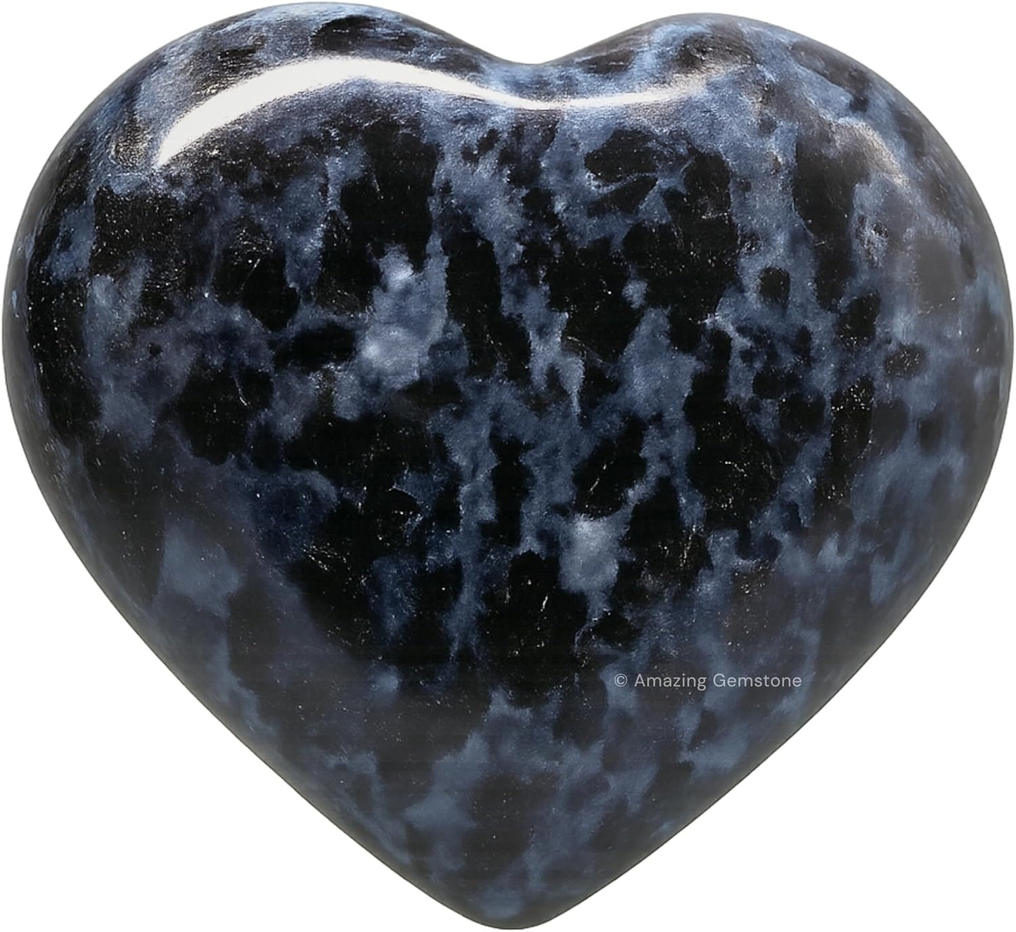 Indigo Gabbro Crystal Heart Palm Stone - Pocket Massage Worry Stone for Natural Body Chakra Balancing, Reiki Healing and Crystal Grid