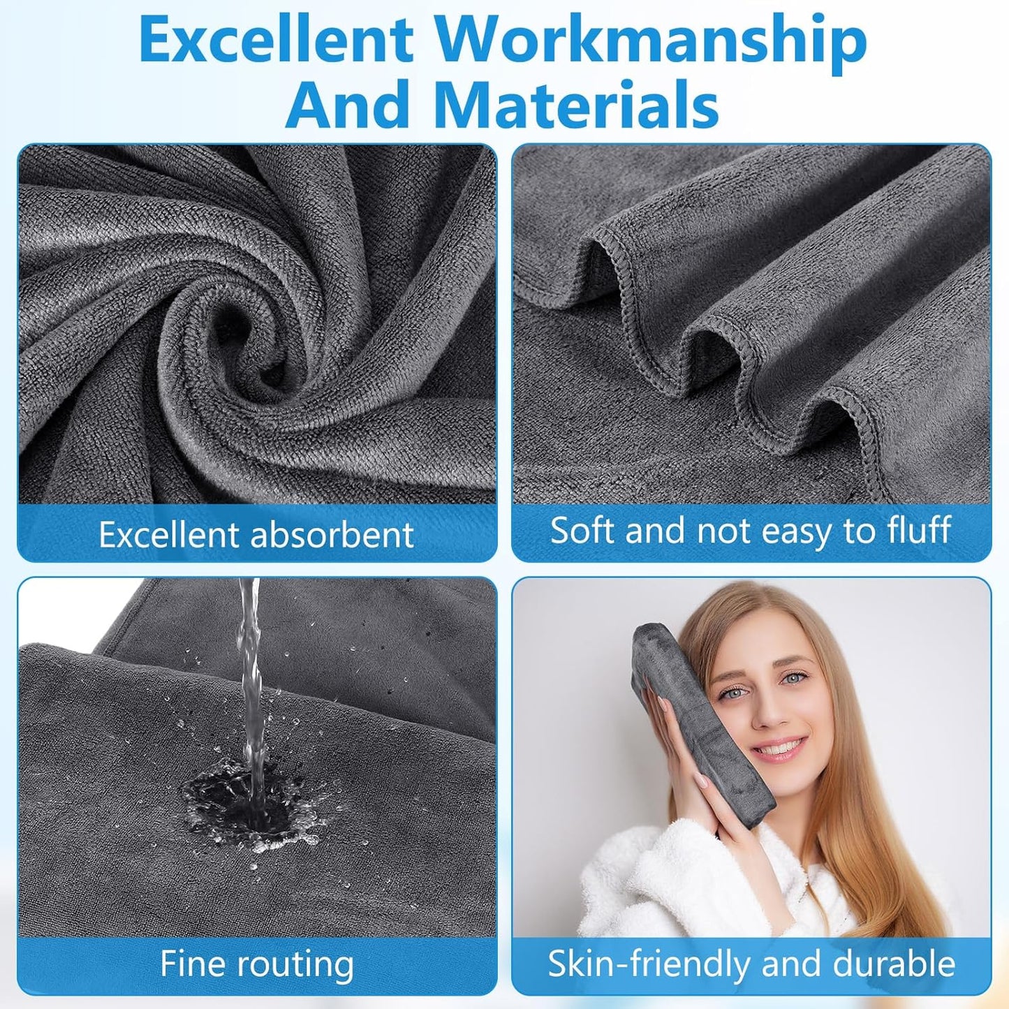 16 Pack Microfiber Bath Towels Bulk 27'' x 60'' Oversized Size Bath Towel Highly Absorbent Extra Large Soft Drying for Shower Beach Salon Winter Sport Spa Gym (Simple,Dark Gray)