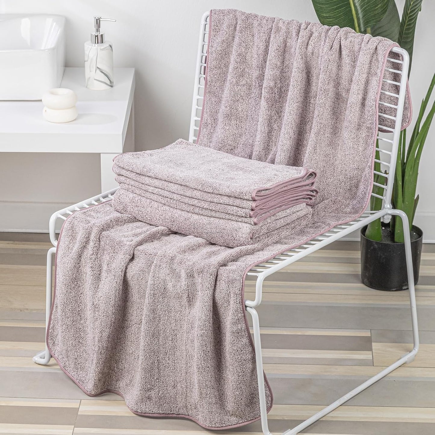 Bath Towels Set, Soft & Thick & Absorbent & Quick Dry, Hotel Towels for Bathroom Luxury, Beach Towel (Purple, 2 Bath Towels+4 Hand Towels)