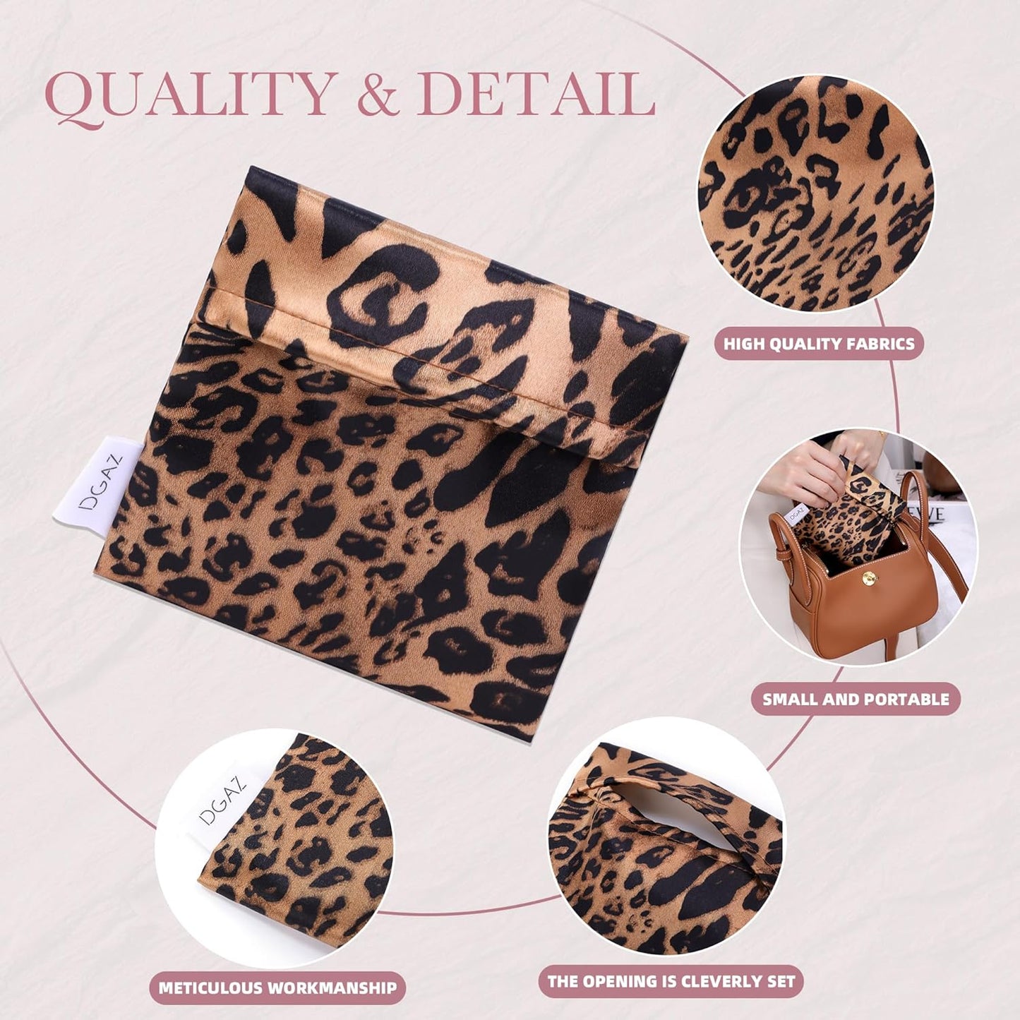 DGAZ Sanitary Napkin Storage Bag, Period Bag for Teen Aged Girls, Portable Period Bag for Panty Liners/Menstrual Cup/Small Tampons，Mini Makeup Bag for Purse(Leopard B)