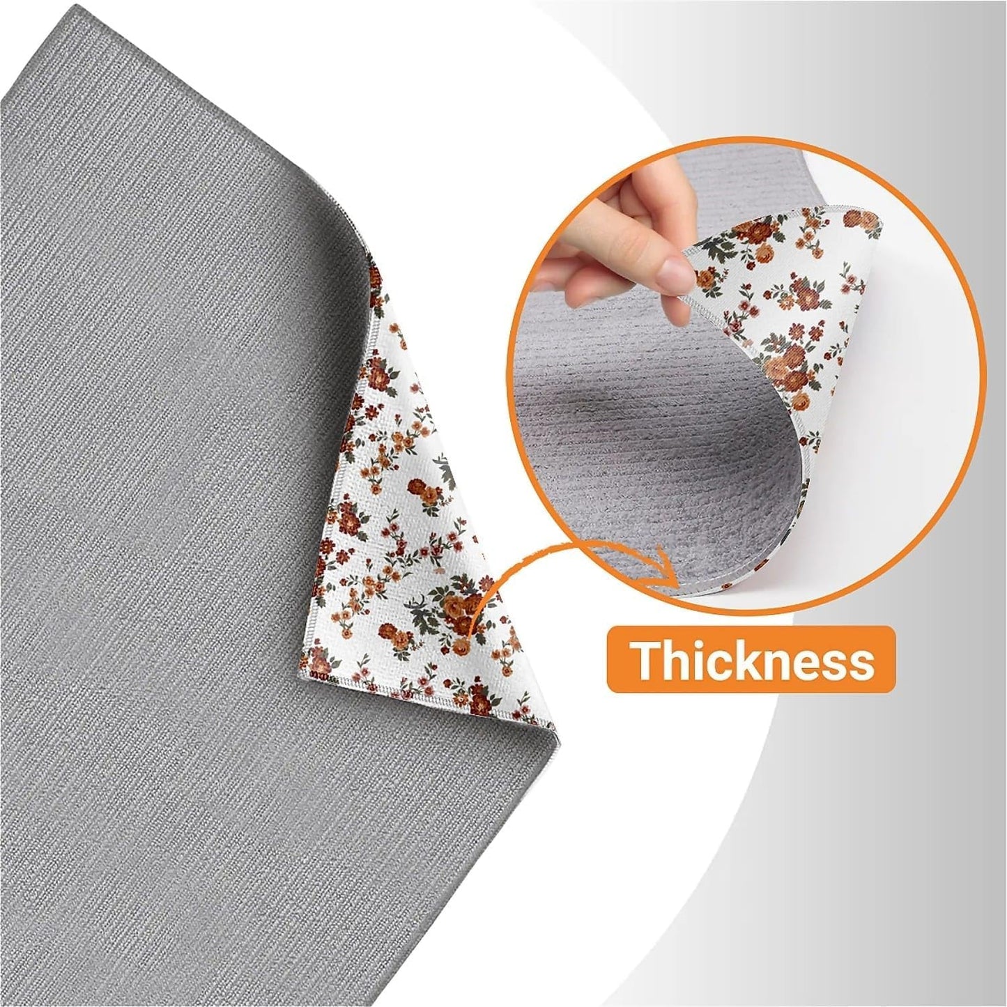 Dish Drying Mat For Kitchen Counter, Retro Brown Flowers Floral Microfiber Absorbent Dish Drainer Rack Pad Reusable Large 18x24in Drying Mat