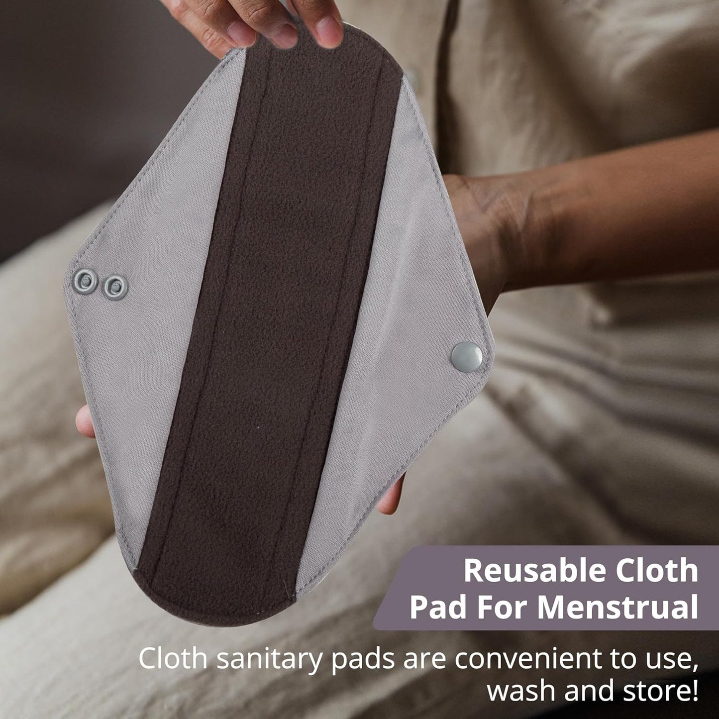 7pcs Set 1 pc Mini Wet Bag +6pcs Absorbent Reusable Sanitary Pads/Washable Cloth Menstrual Pads(Morandi-1,L)