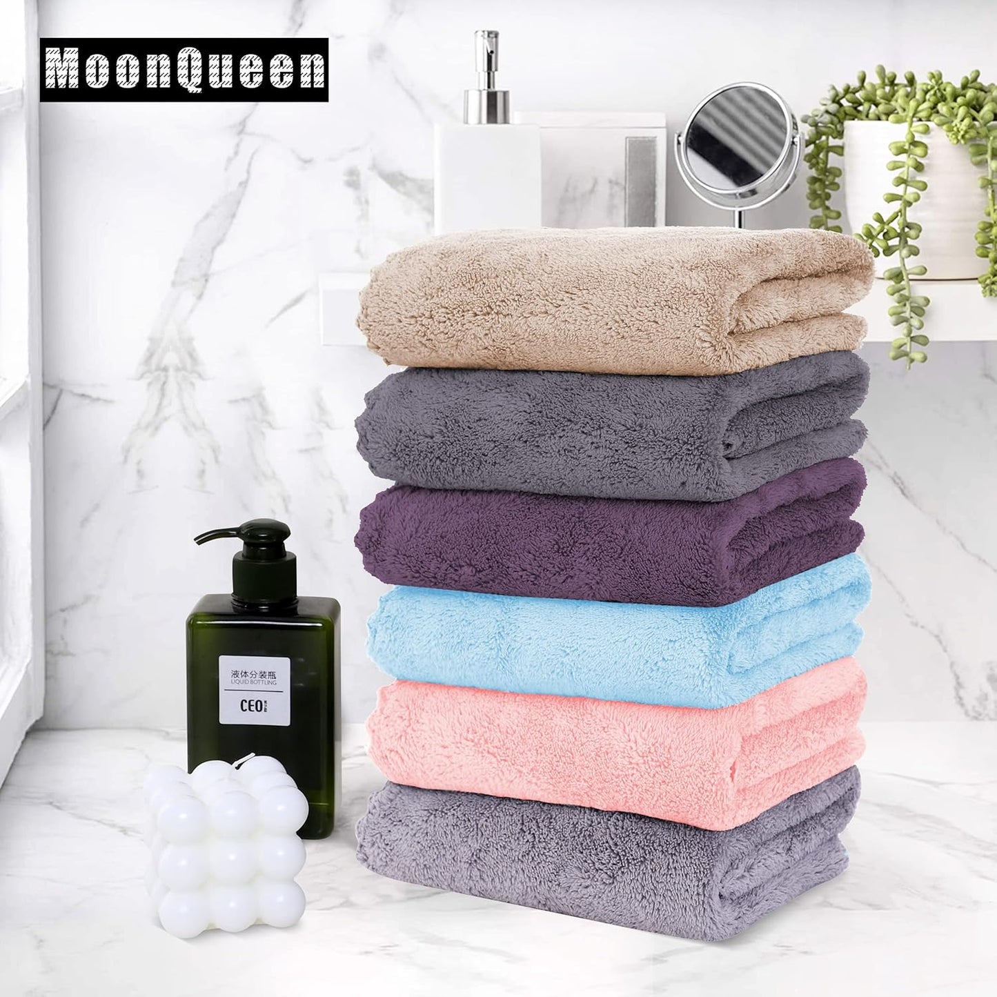 MOONQUEEN 18 Pack Premium Hand Towels - Quick Drying - Microfiber Coral Velvet Highly Absorbent Towels - Multipurpose Use as Hotel, Bathroom, Shower, Spa, Hand Towel 16 x 28 inches (Multicolor)