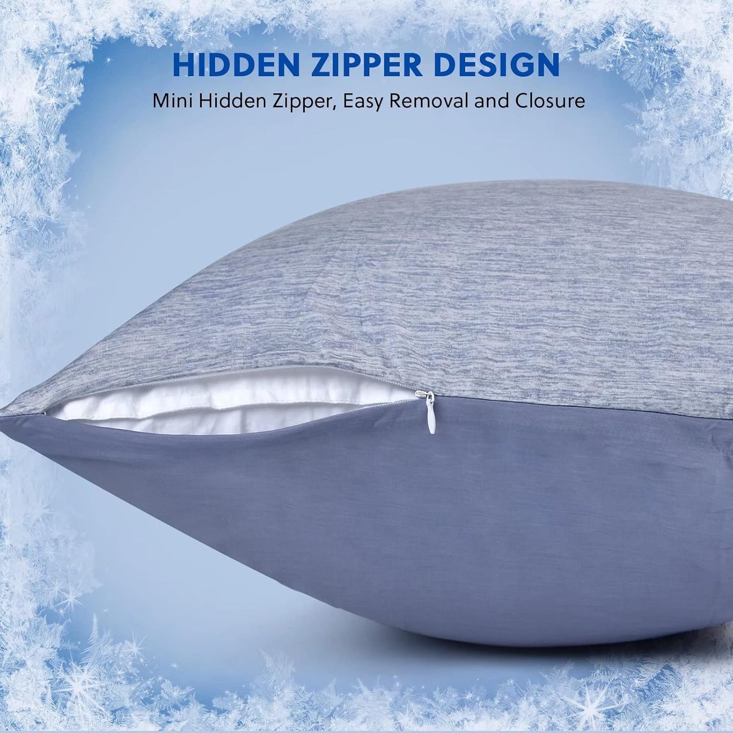 HOMFINE Cooling Pillowcases Queen Size - Double Side Q-Max 0.439 Cooling Fiber for Pillow Protector, Breathable Cold Pillow Cover for Hot Sleeper Night Sweat, Hidden Zipper, 2 Pack (20"x30", Blue)