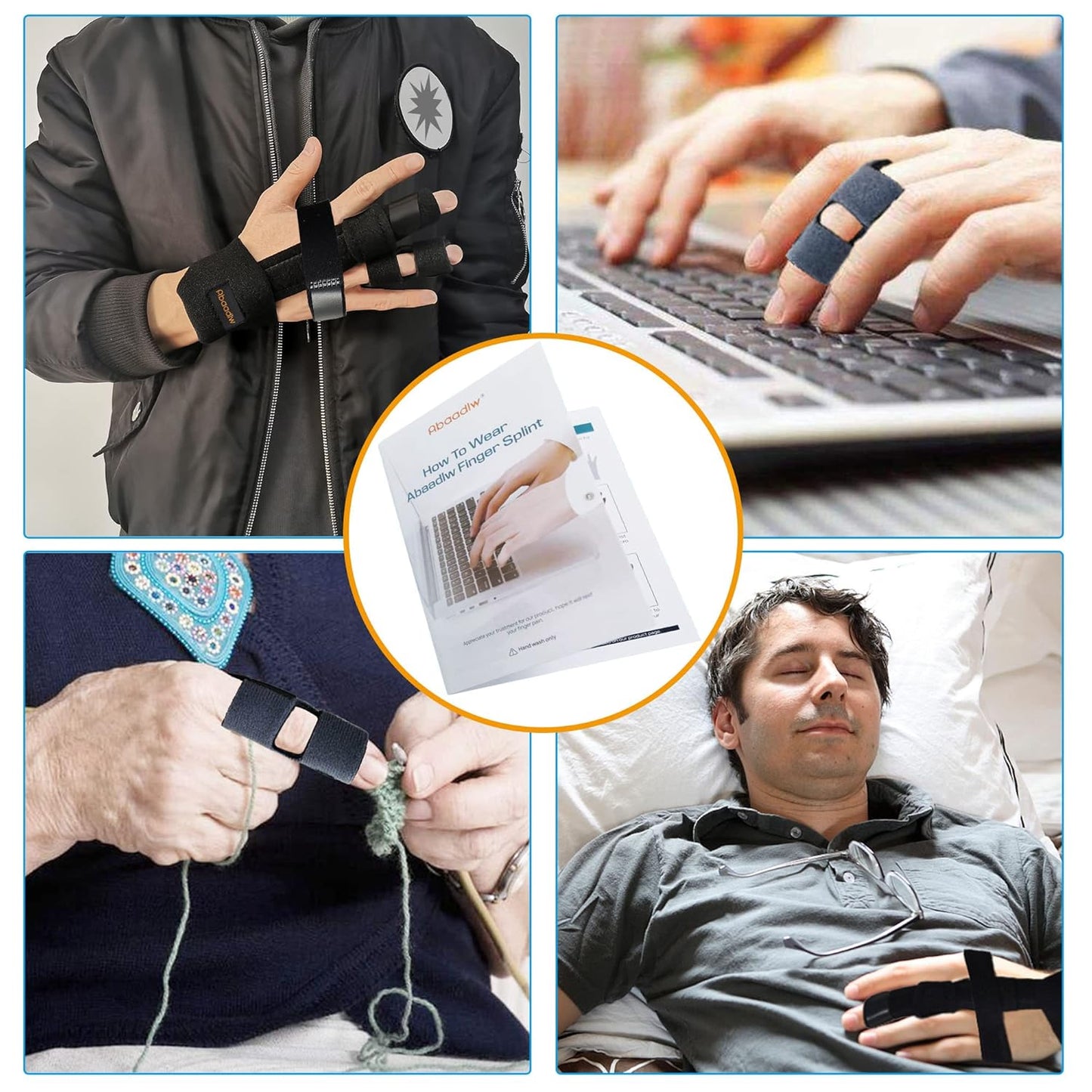 Trigger Finger Splint 2 Pcs, Adjustable Index Finger Splint, Finger Splint Middle Finger, Ring Finger Splint, Pinky Finger Splint,Hand Brace