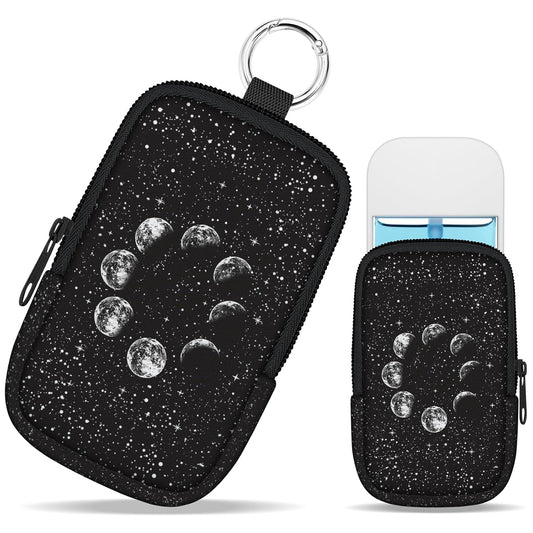 Lunar Eclipse Hand Sanitizer Spray Case, Cute Hand Sanitizer Holder Zippered Pouch, Moon Fashion Accessory with Snap Hook for Glow Mist and Power Mist 1FL OZ