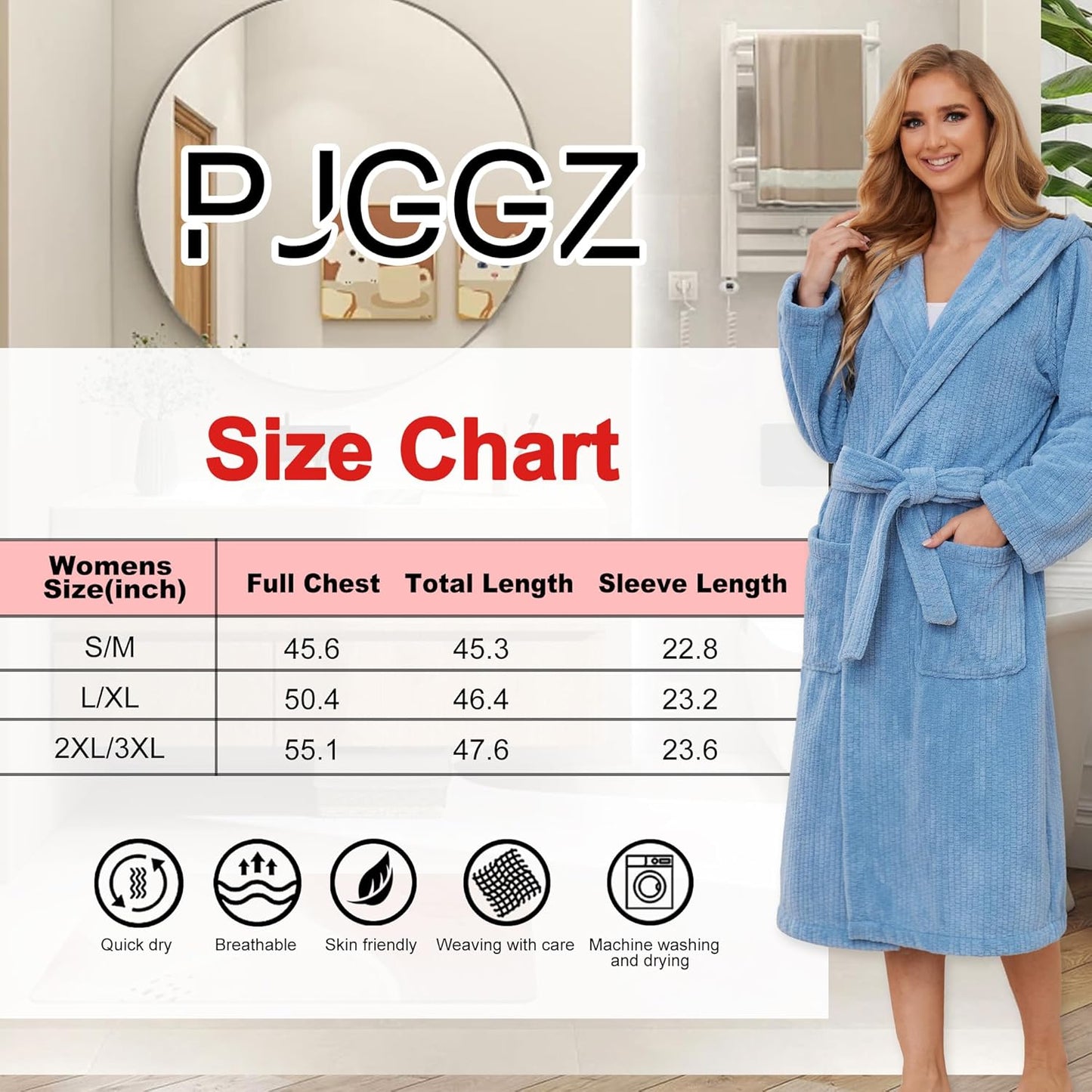 Hooded Bathrobes for Women, Soft Long Towel Robes for Women - Quick Dry yet Warm