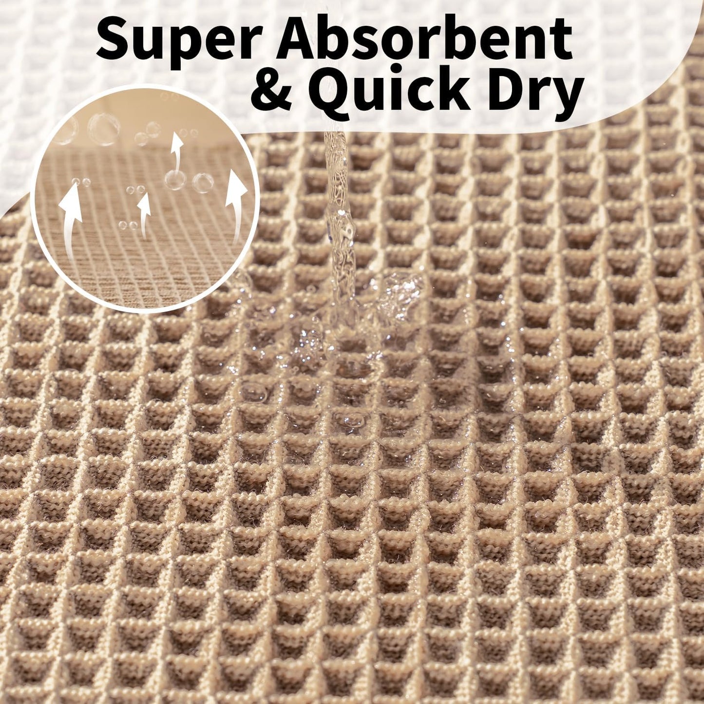 Waffle Bath Mat - Boho Bathroom Rugs Non Slip Washable, Super Absorbent & Quick Dry, Soft Bath Mat Farmhouse Bathroom Decor, 20'' x 32'', Khaki