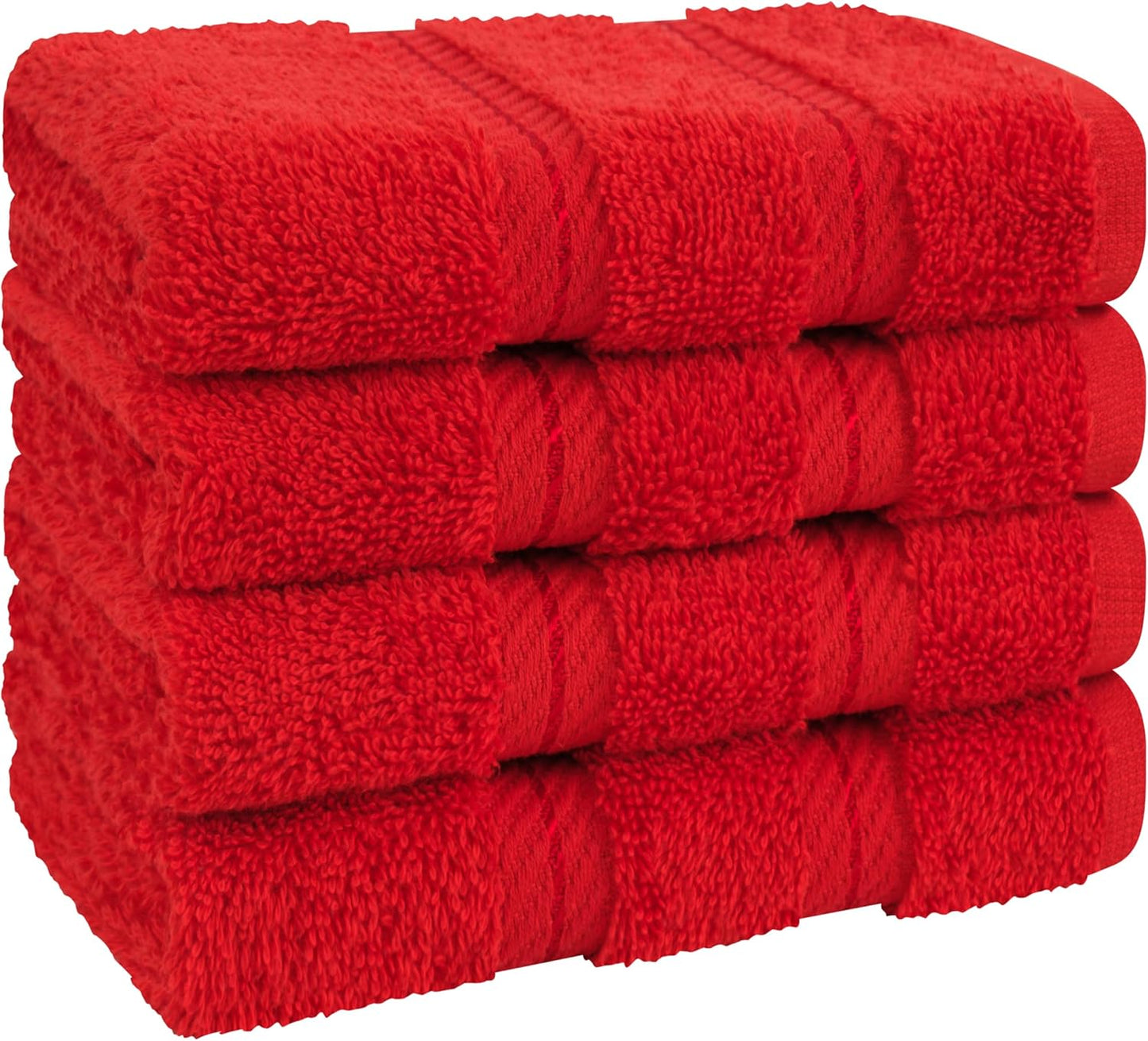 American Soft Linen Luxury Washcloths for Bathroom, 600 GSM 100% Cotton 4 Piece Turkish Wash Cloth Set, 13x13 in Soft Rags for Body and Face, Red Washcloths