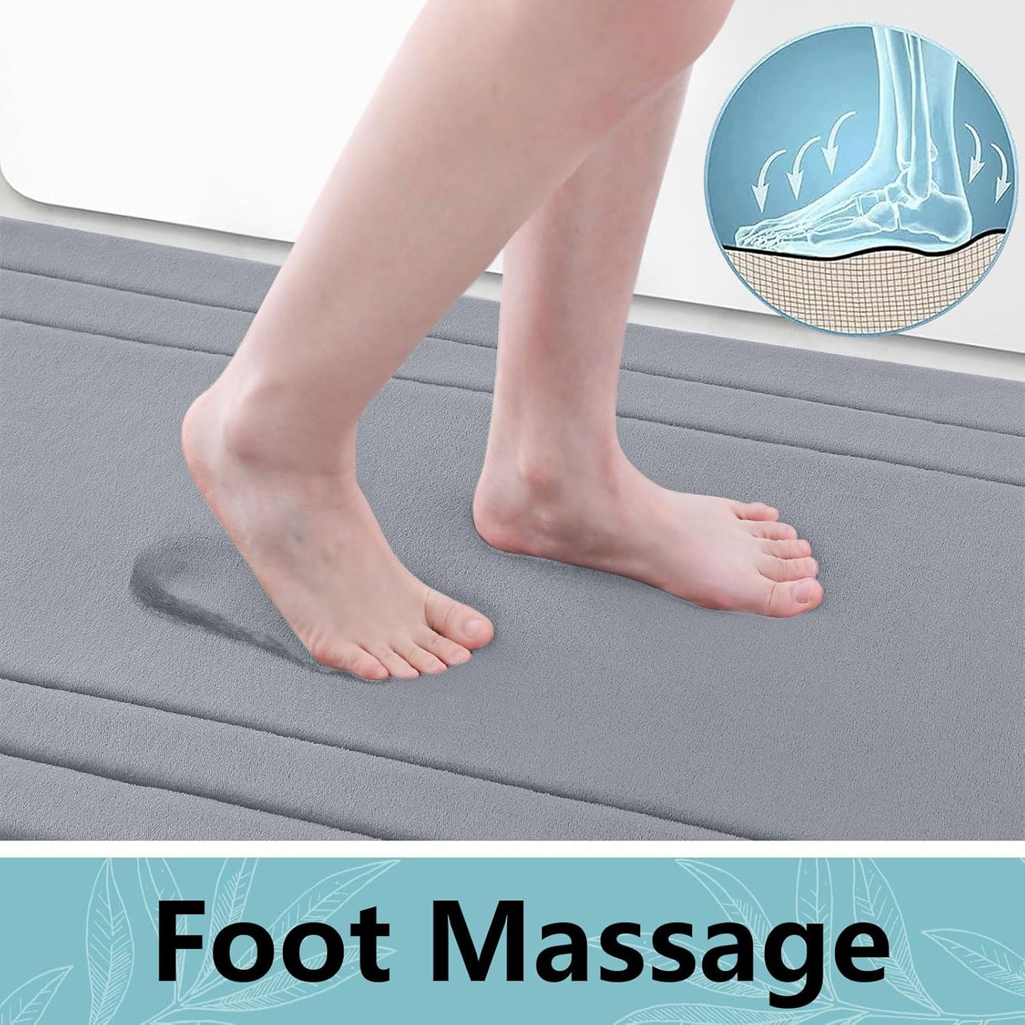 Arotive Memory Foam Bathroom Rug Mat 47x24, Ultra Soft and Absorbent Bath Mat, Machine Wash Dry, Comfortable Bath Rug Carpet for Bathroom Floor, Tub and Shower, Medium Grey