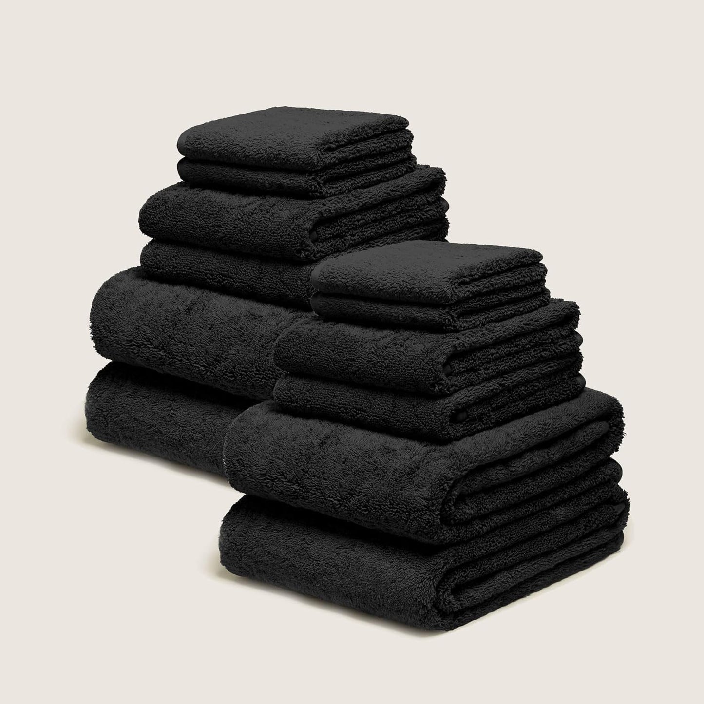 Italic Ultraplush 12-Piece Family Towel Set – Luxury Bath Towels, Hand Towels & Washcloths – Plush, Quick Dry, 800GSM 100% Australian Cotton for Bathroom & Spa (Black)